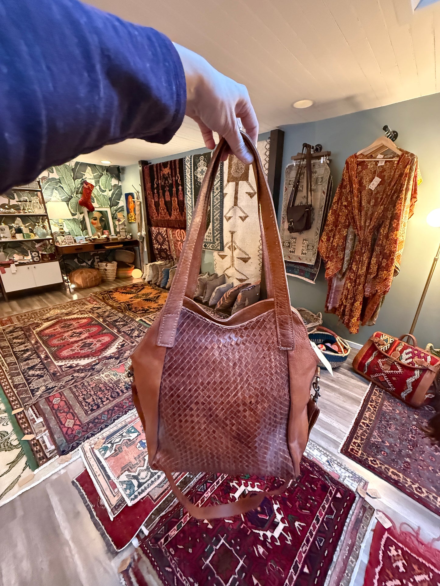 Handmade Woven Braided Leather bag Made in Morocco - No. BAG155