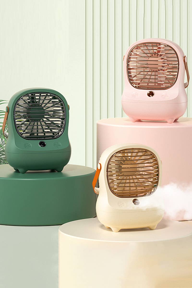 Matte Spray Misting Portable Tabletop Electric Fan (White)