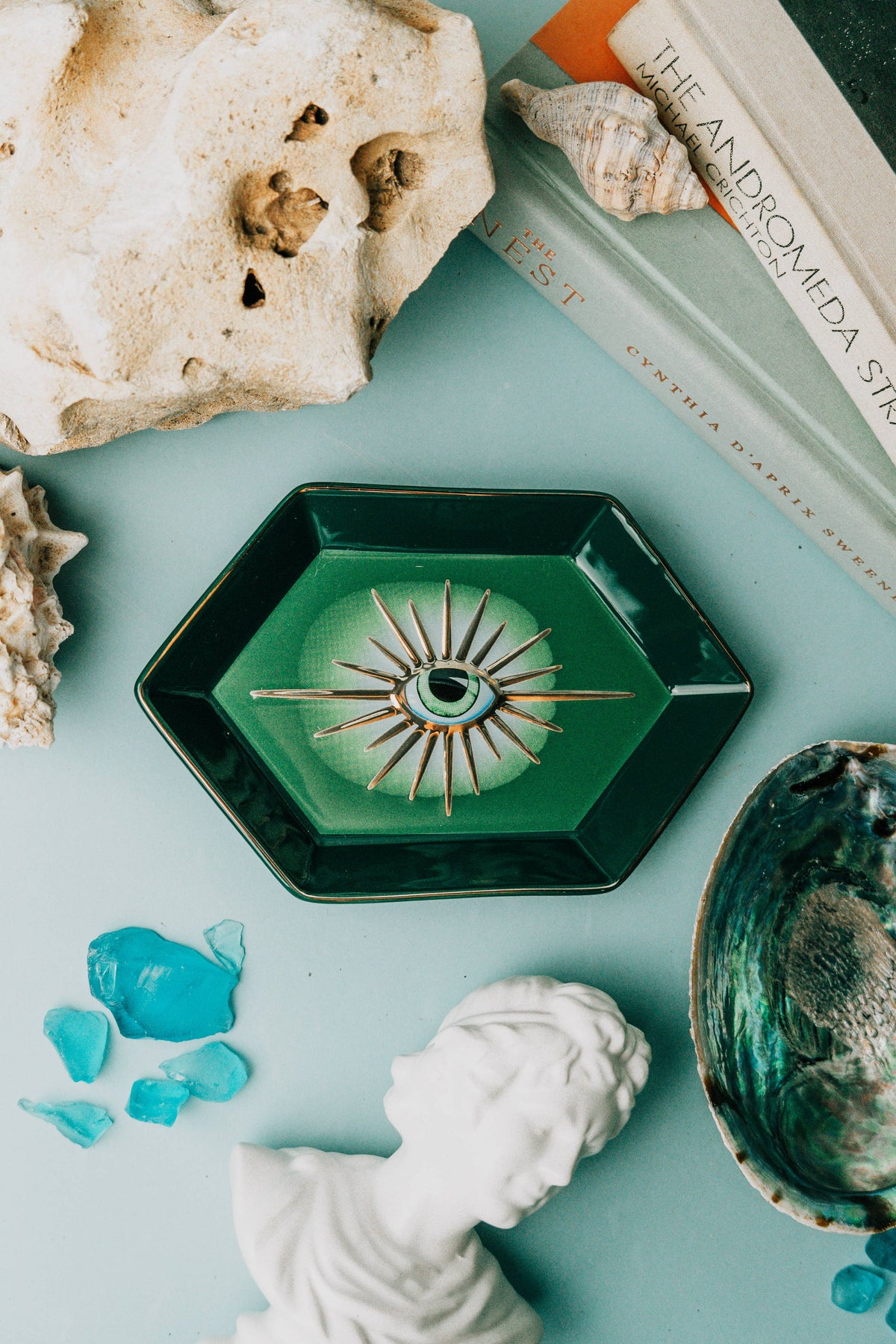 Evil Eye Trinket Dish Green