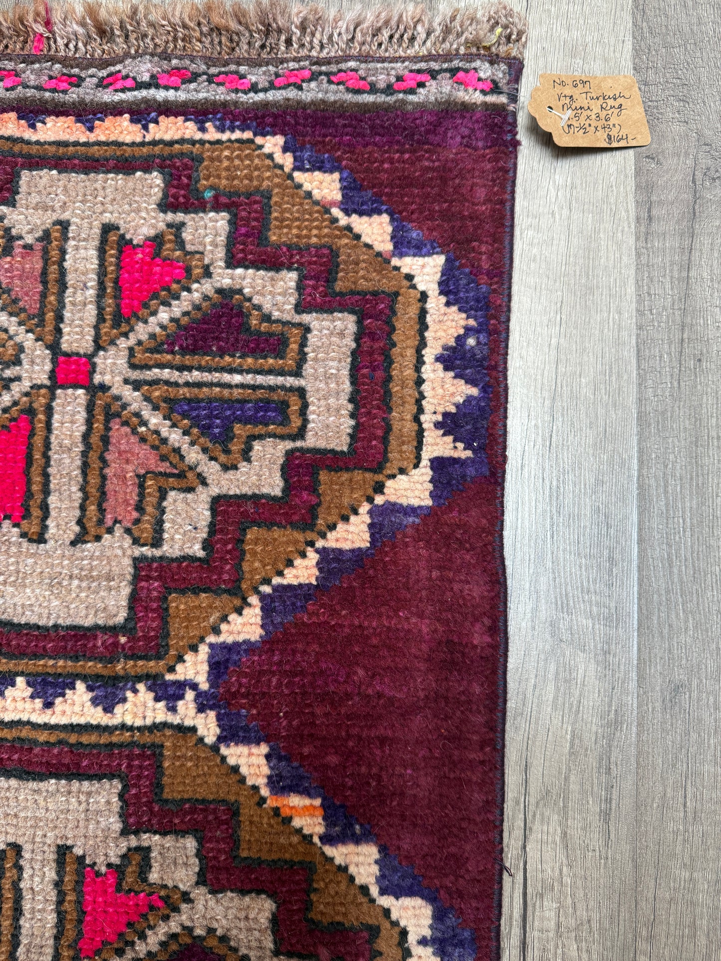 Vintage Turkish Mini Rug 1.5’x3.6' - No. 697