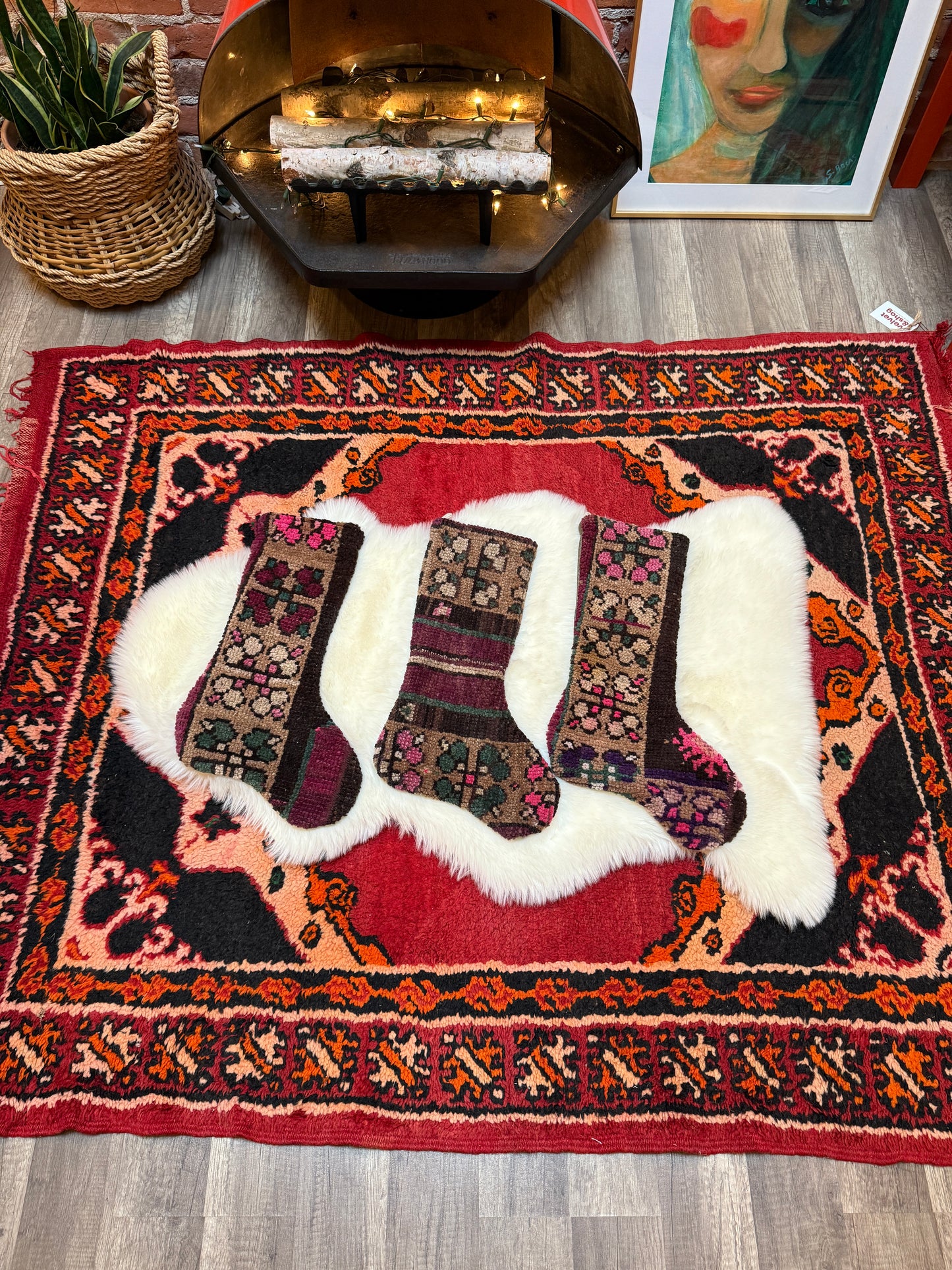 No. S257 - Vintage Turkish Rug Holiday Stocking