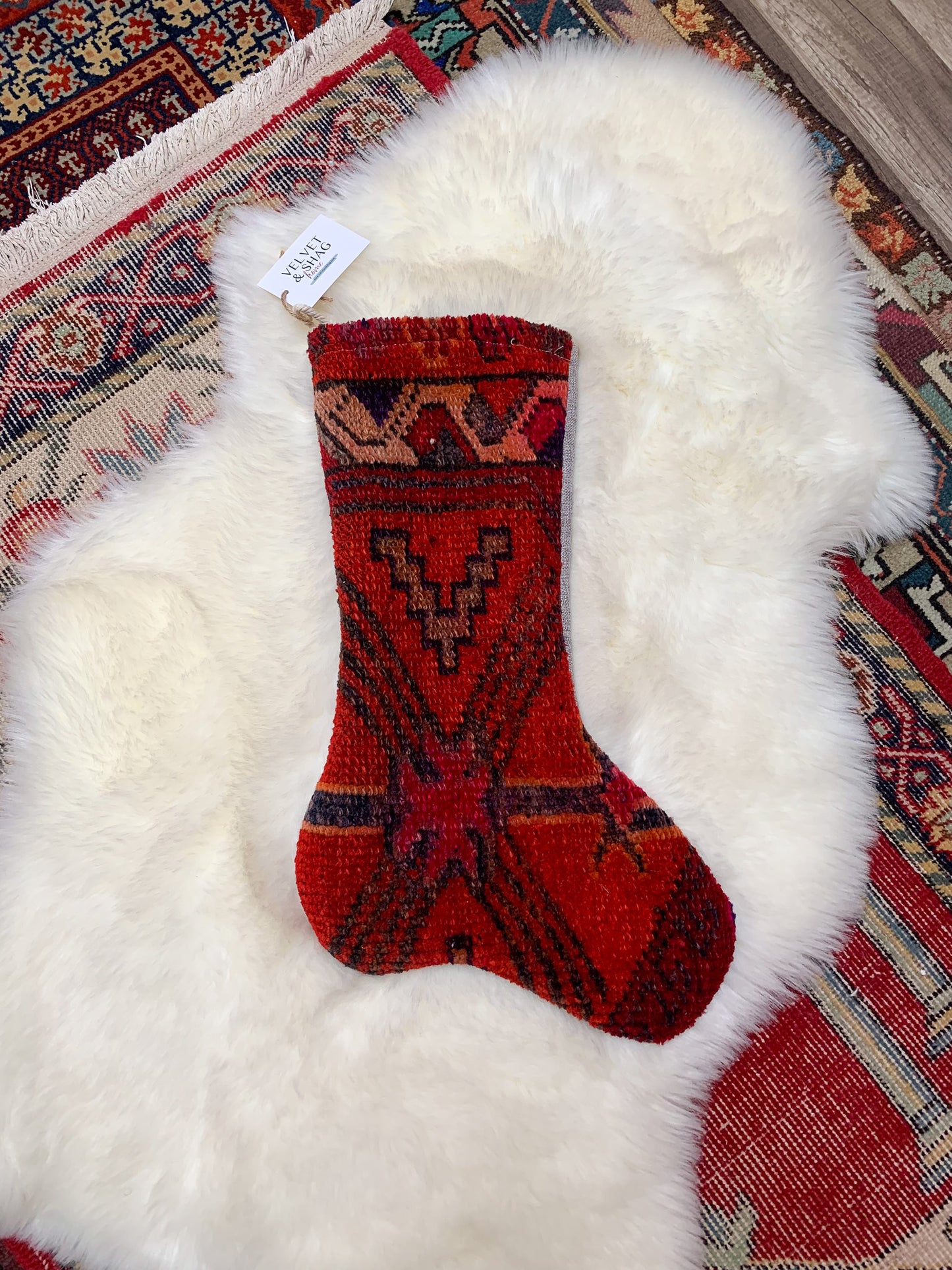 No. S197 - Vintage Turkish Rug Holiday Stocking