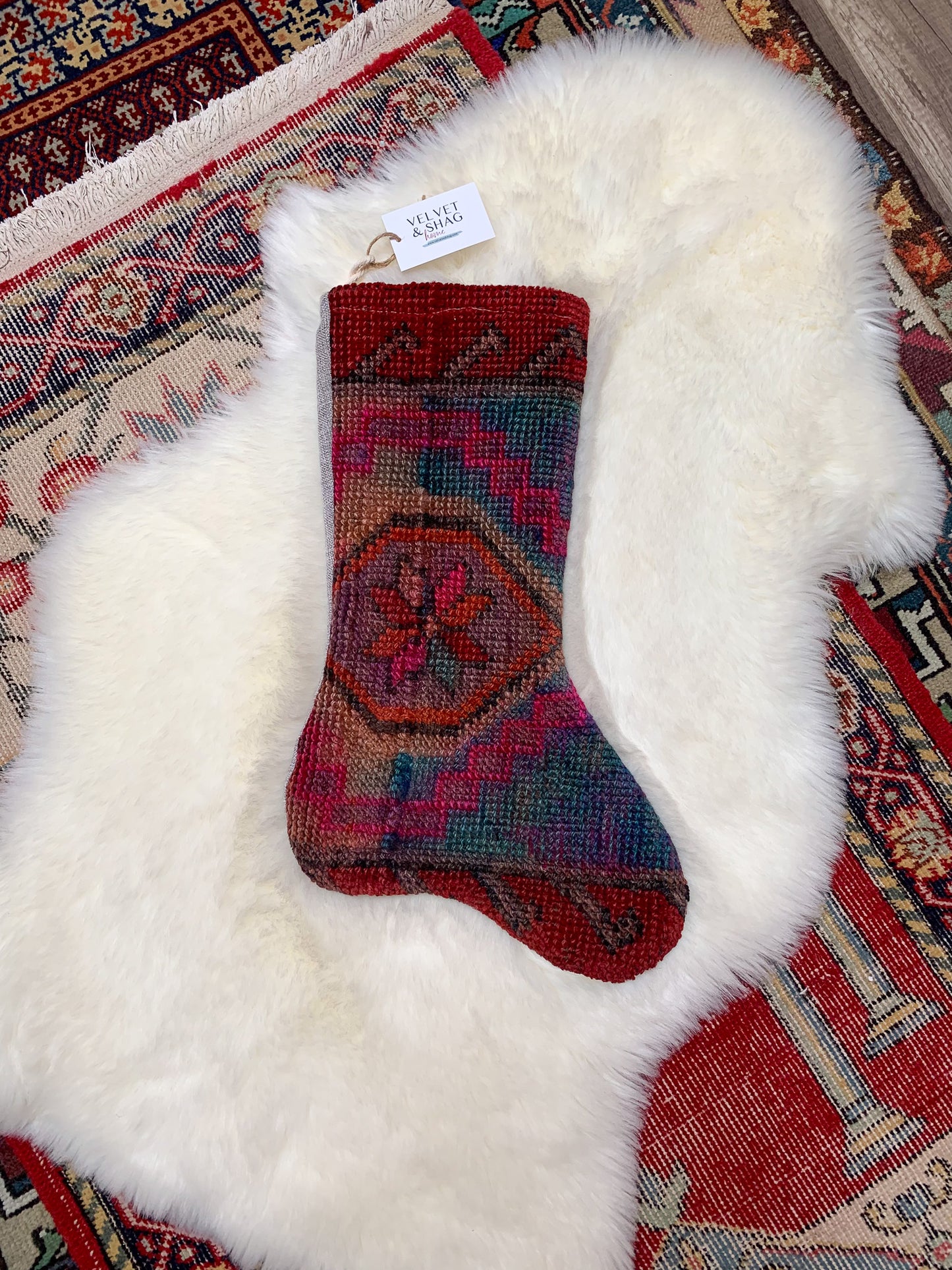 No. S193 - Vintage Turkish Rug Holiday Stocking