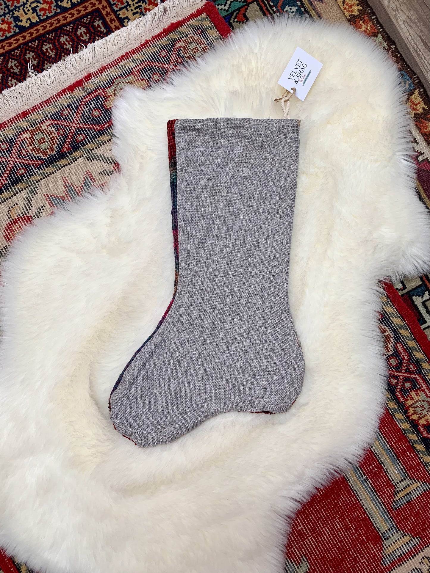 No. S193 - Vintage Turkish Rug Holiday Stocking