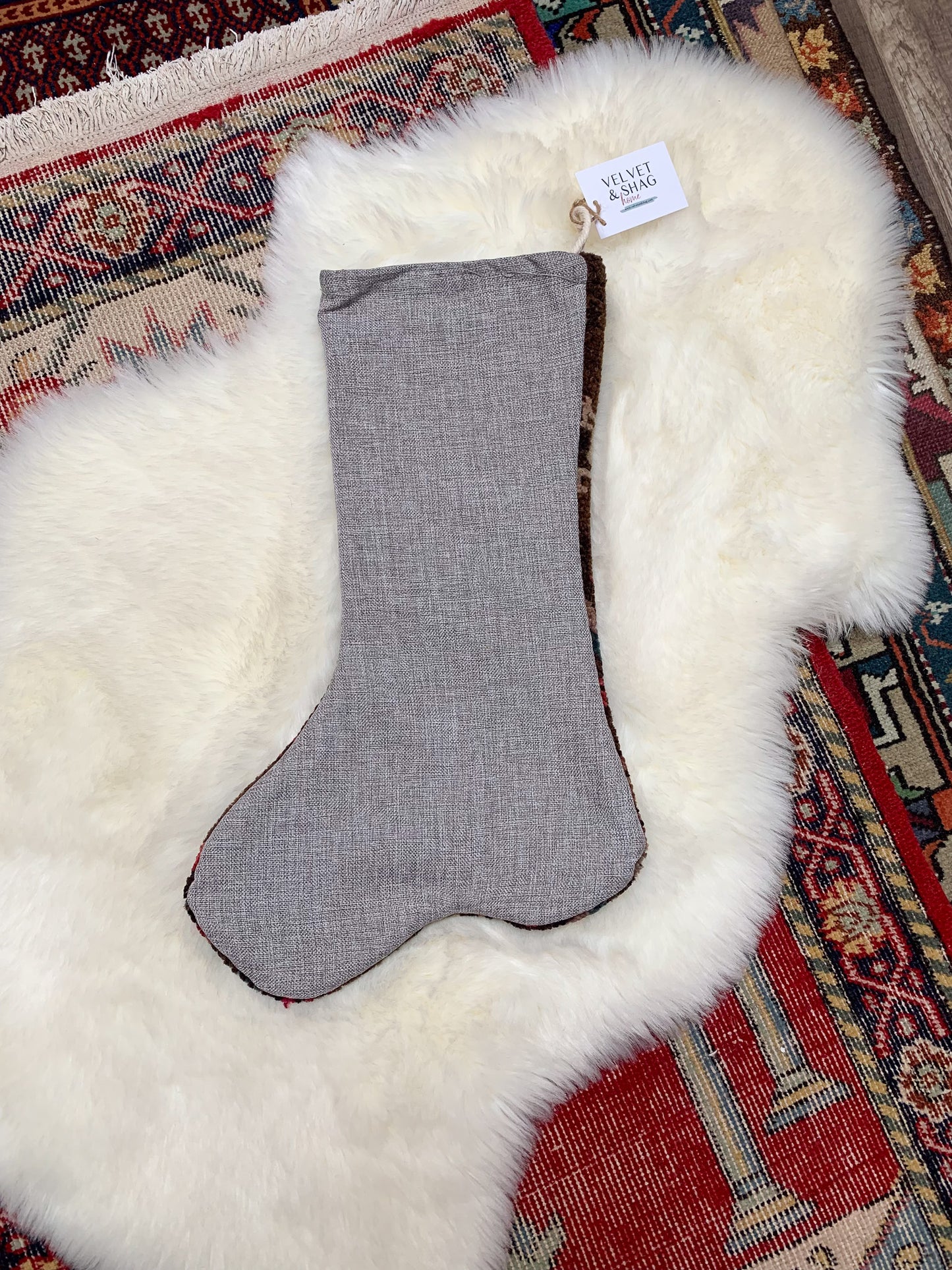 No. S191 - Vintage Turkish Rug Holiday Stocking