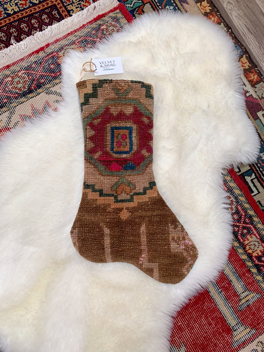 No. S201 - Vintage Turkish Rug Holiday Stocking