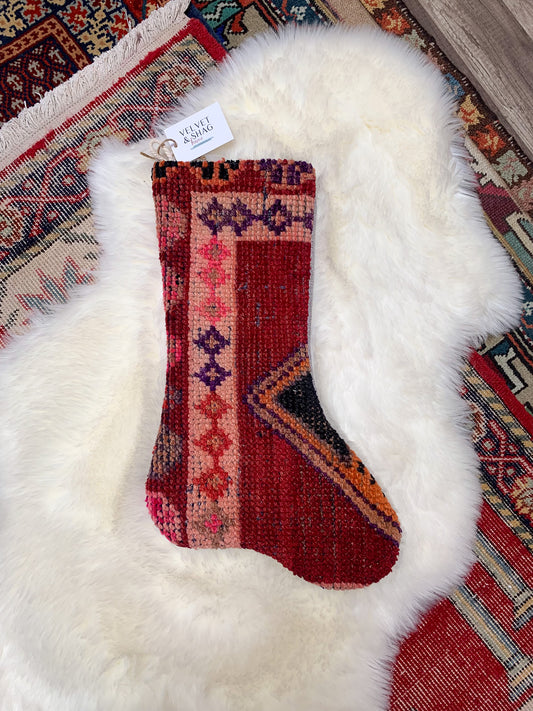 No. S203 - Vintage Turkish Rug Holiday Stocking