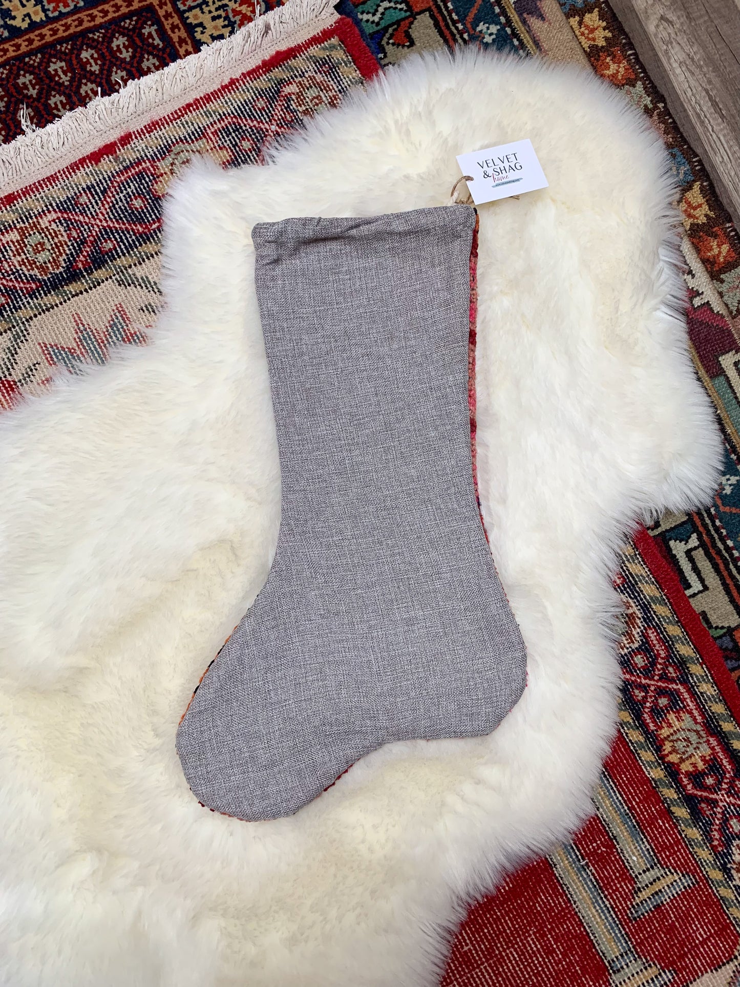 No. S203 - Vintage Turkish Rug Holiday Stocking