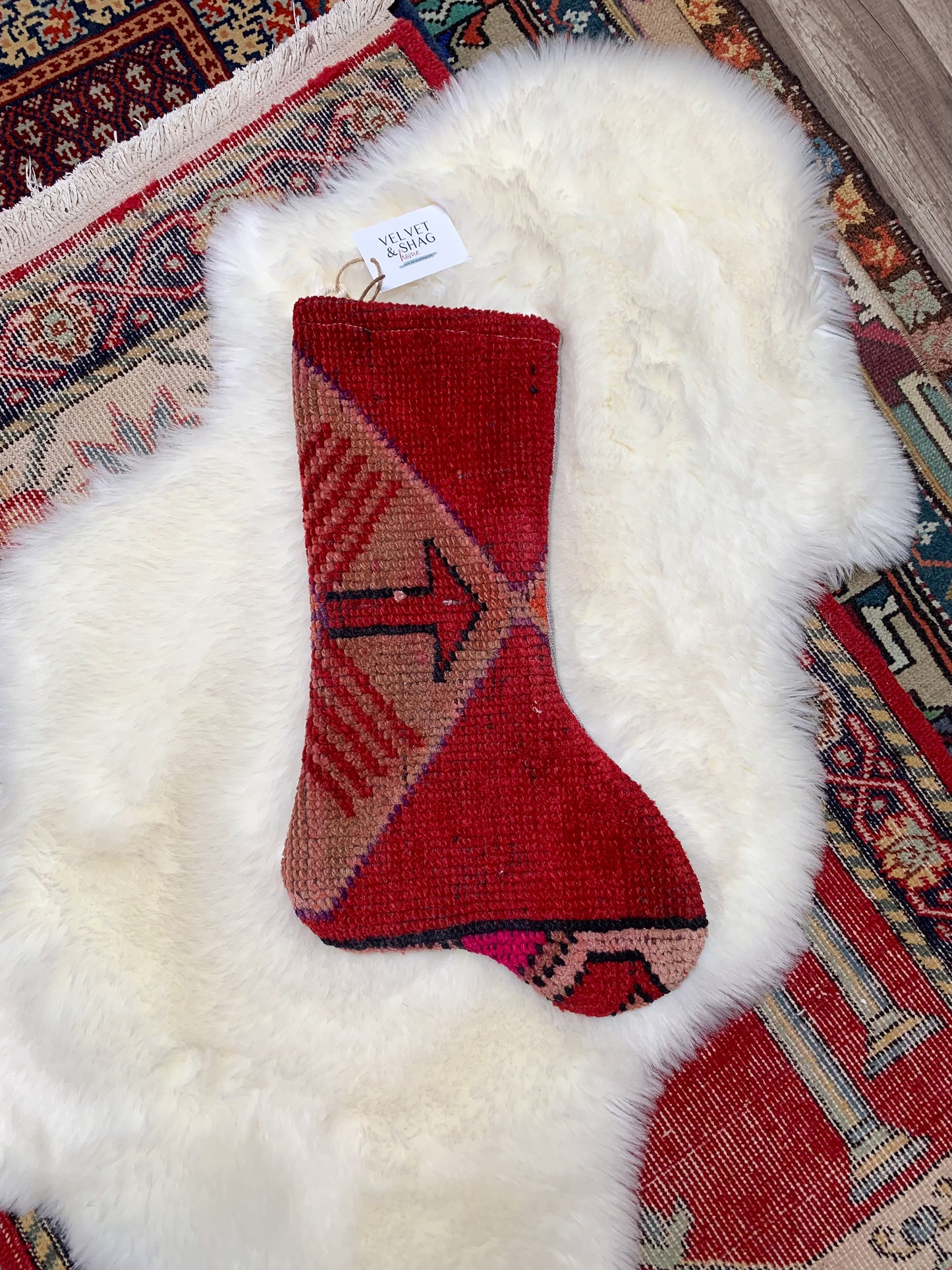 No. S205 - Vintage Turkish Rug Holiday Stocking