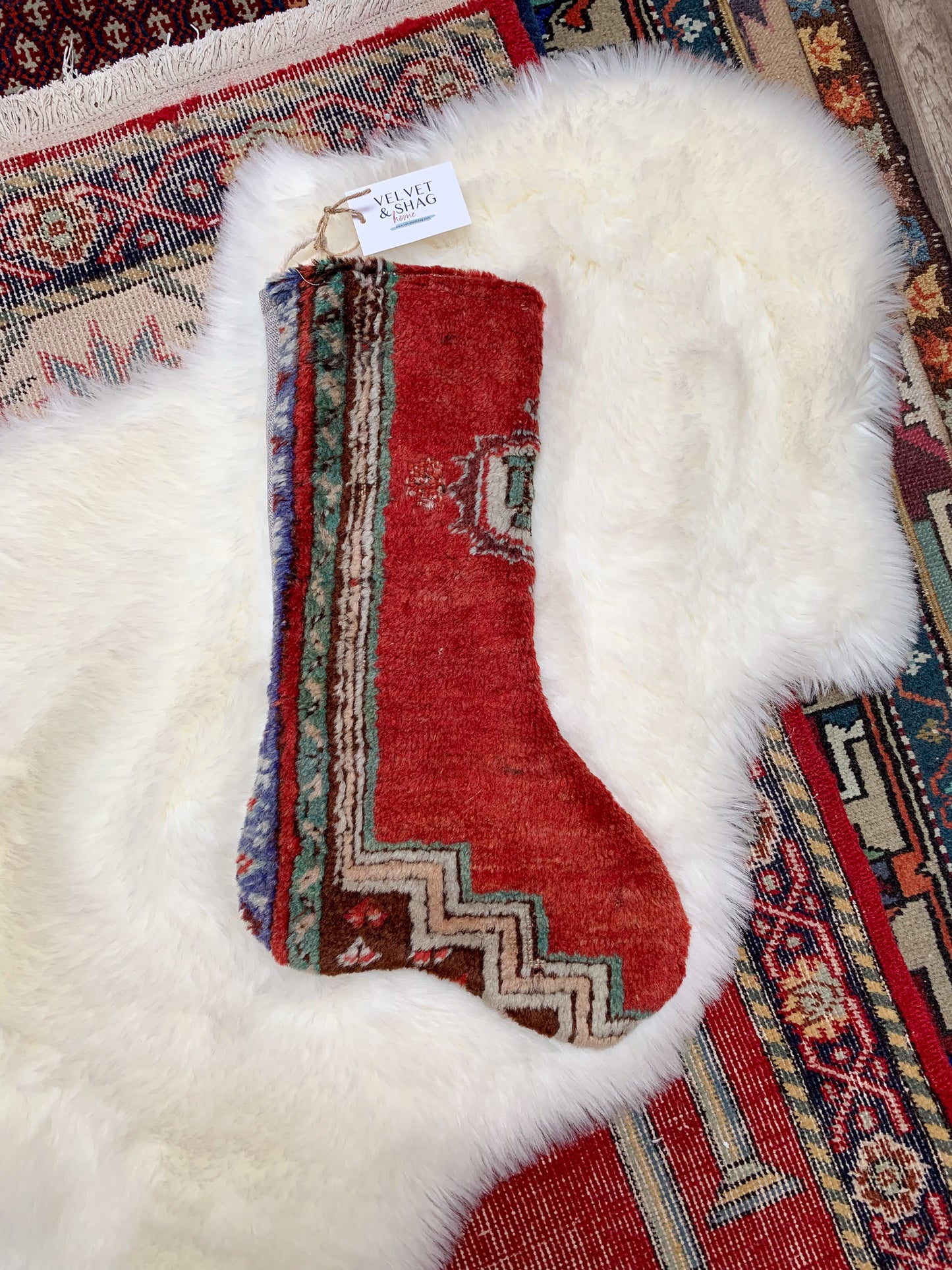 No. S208 - Vintage Turkish Rug Holiday Stocking