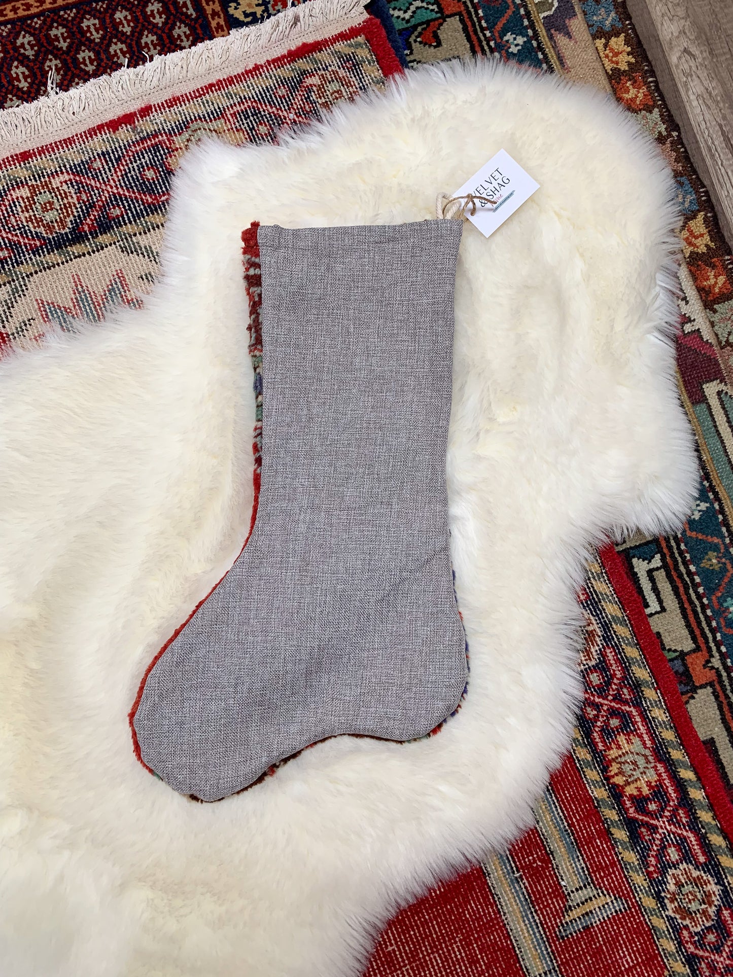 No. S208 - Vintage Turkish Rug Holiday Stocking