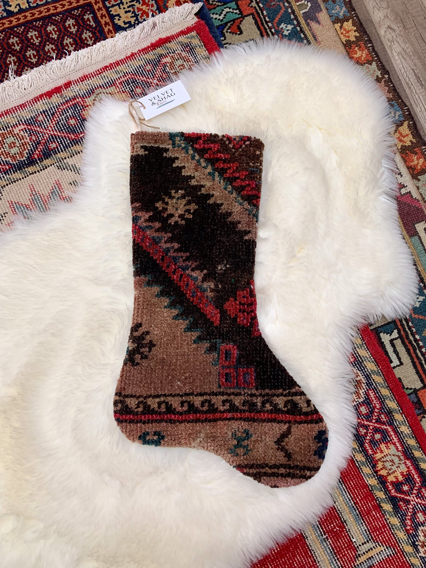 No. S209 - Vintage Turkish Rug Holiday Stocking