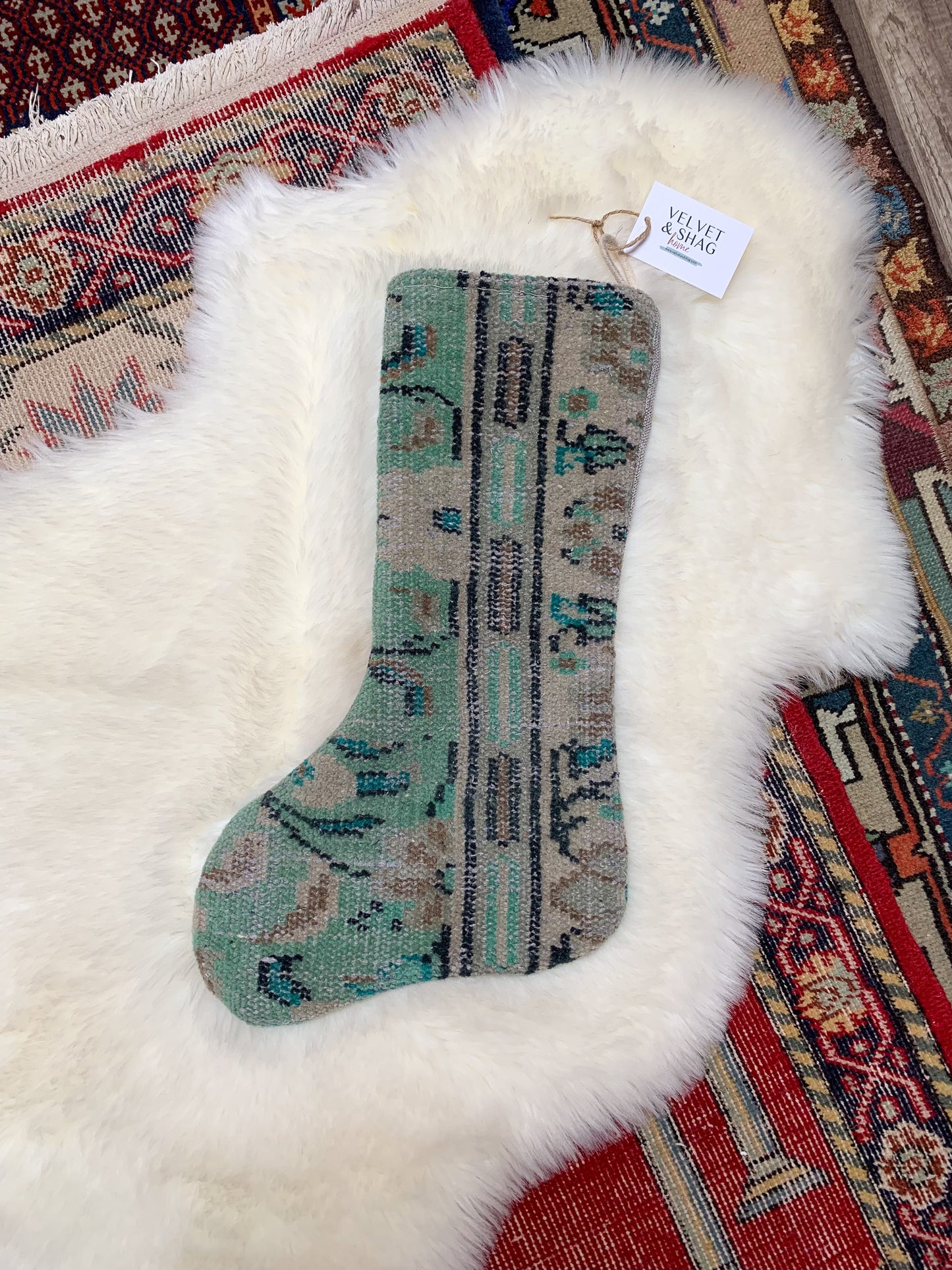 No. S198 - Vintage Turkish Rug Holiday Stocking