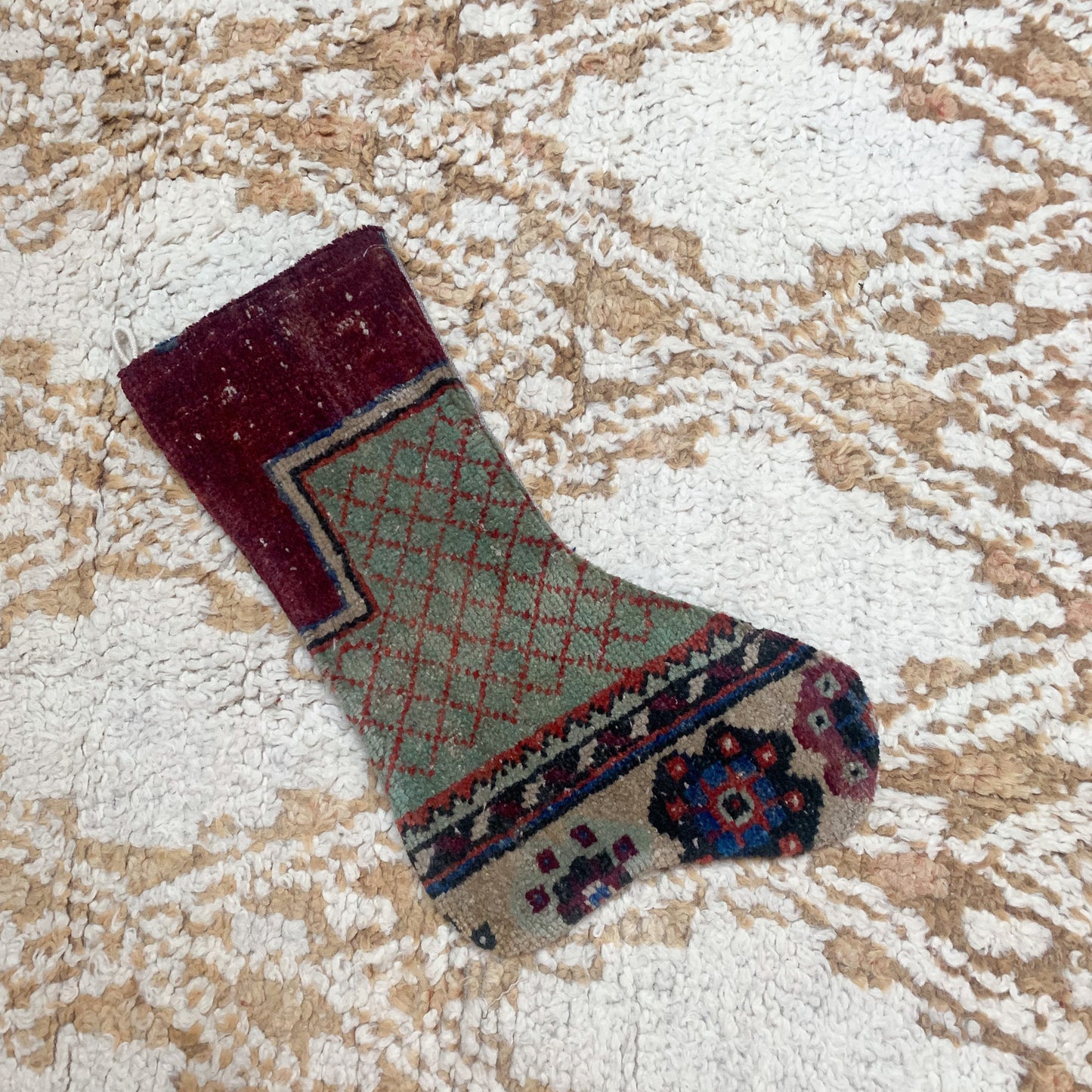No. S176 - Vintage Turkish Rug Holiday Stocking