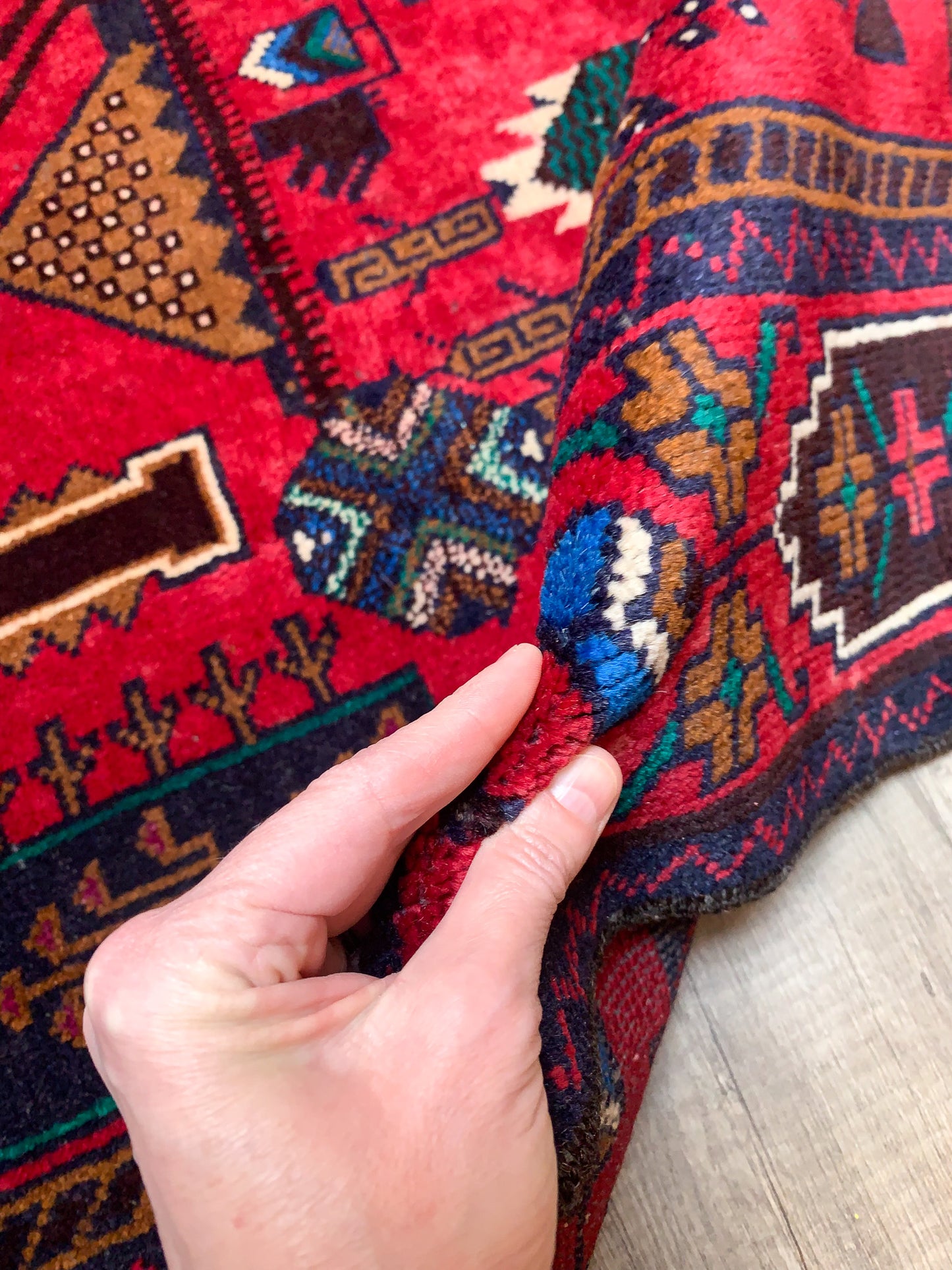 Reserved for Rosemary - Vintage Afghan Adras Khan Balouch Area Rug No. A1155 - 3.7' x 6.3'