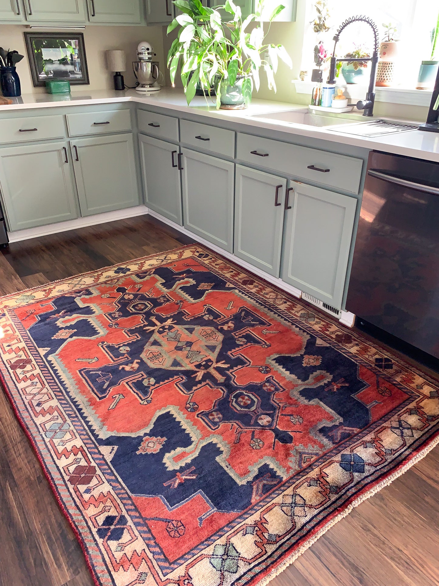 Reserved for Kristen - Vintage Persian Area Rug No. A1161 - 5' x 6.8'