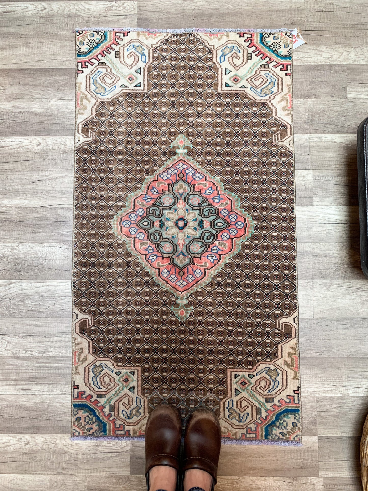 Reserved for Tiffany- Vintage Turkish Mini Rug 2'x3.8' - No. 661