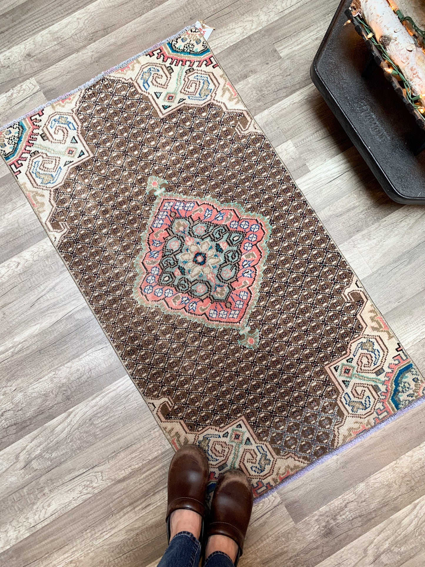 Reserved for Tiffany- Vintage Turkish Mini Rug 2'x3.8' - No. 661