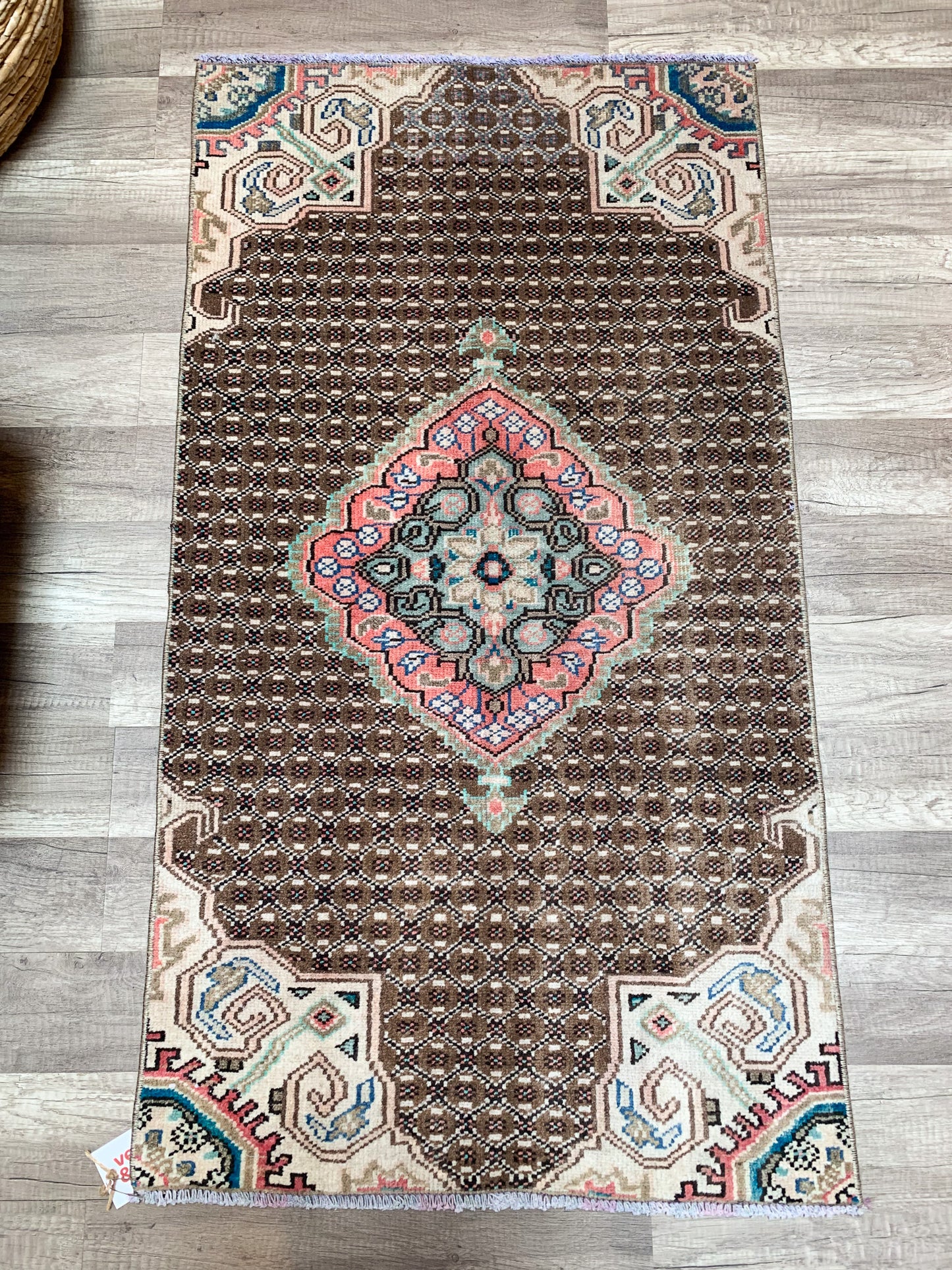 Reserved for Tiffany- Vintage Turkish Mini Rug 2'x3.8' - No. 661