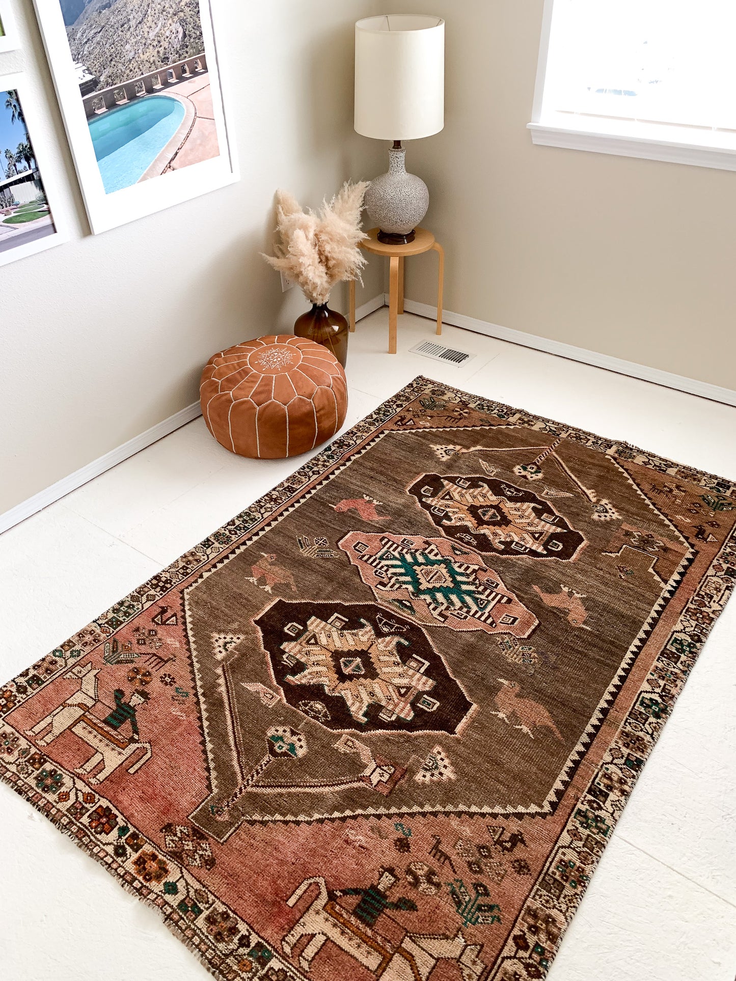 Vintage Persian Shiraz Tribal Area Rug - 4.8' x 7.2'