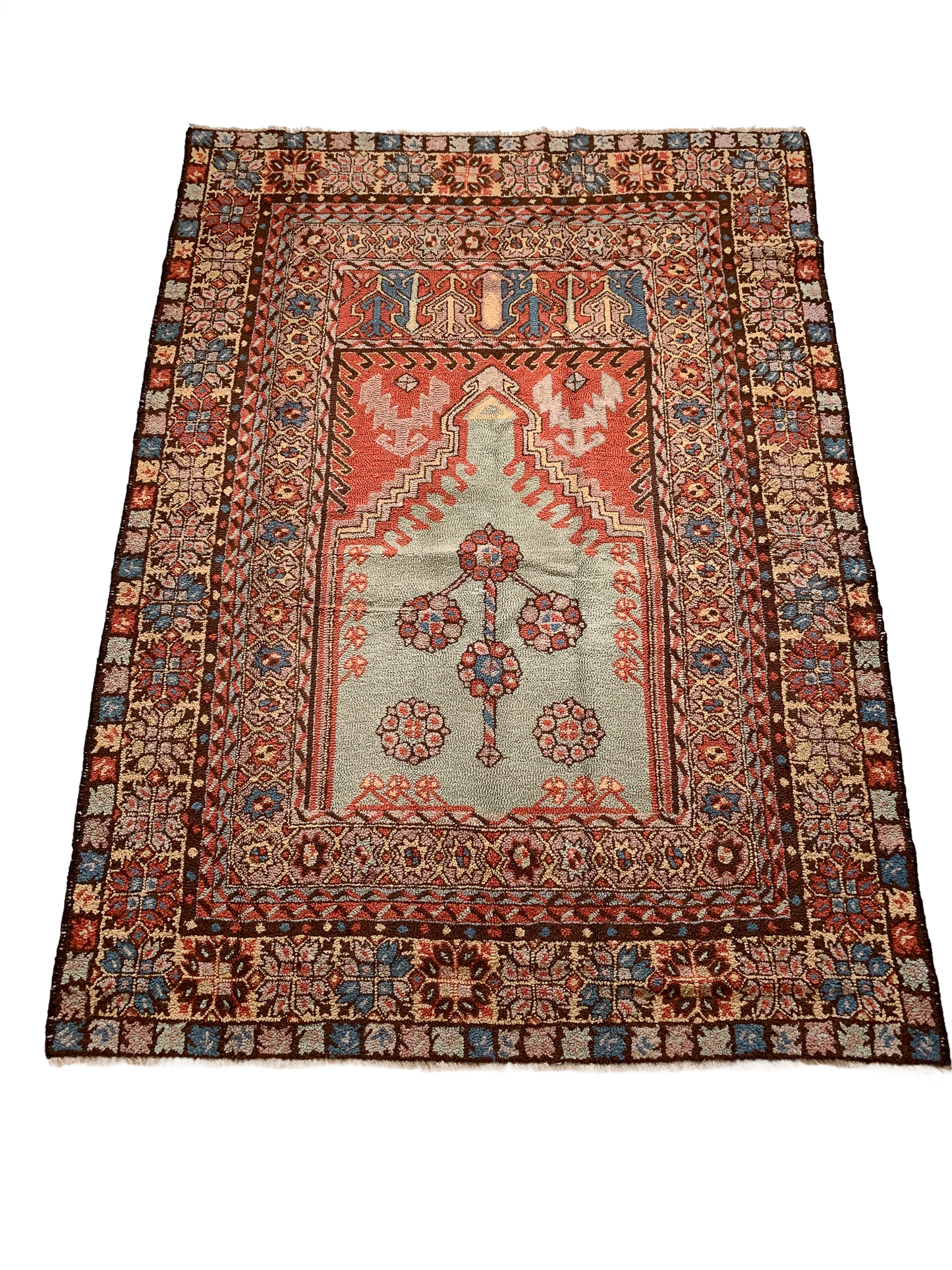 Vintage Turkish Prayer Area Rug - 3.9' x 5.6'
