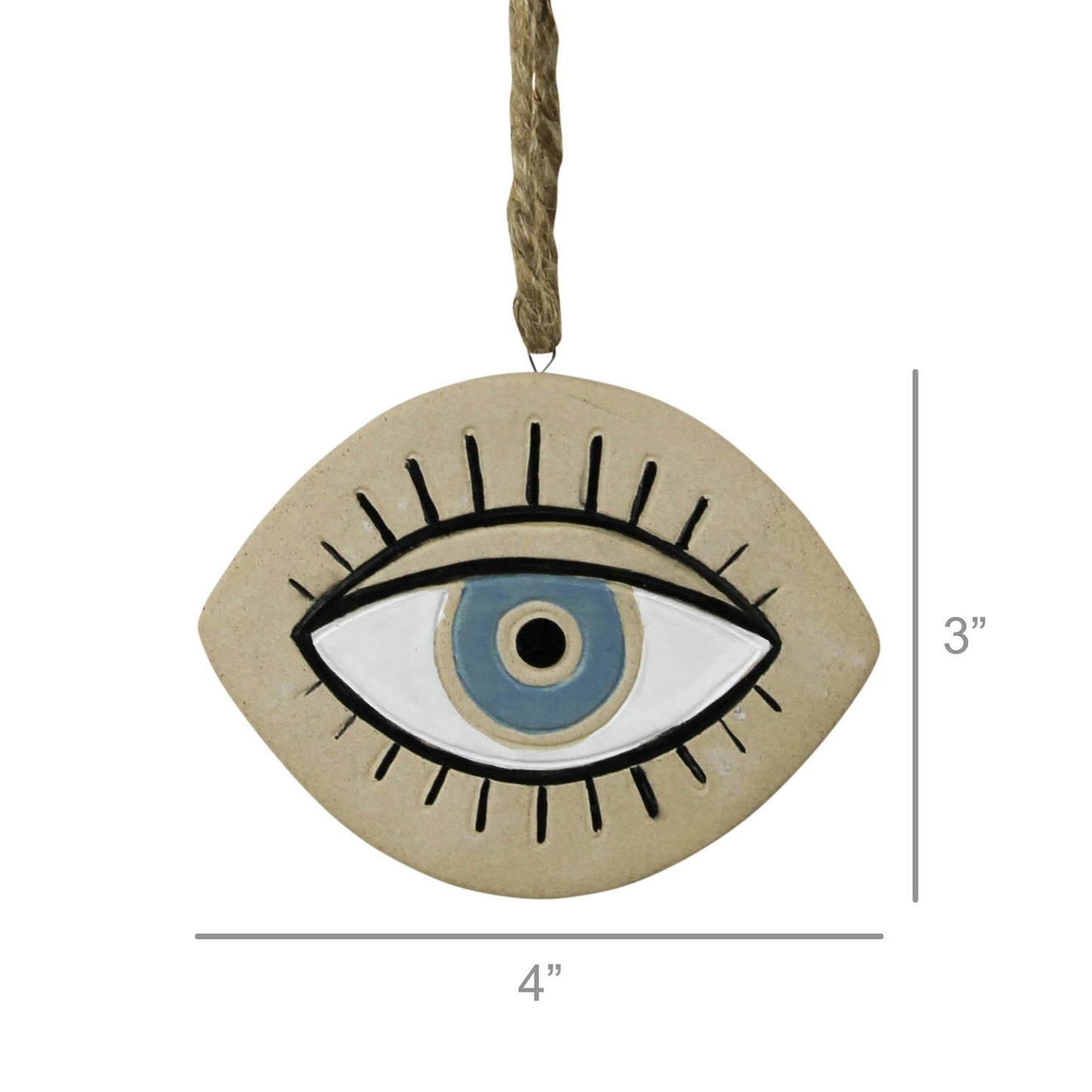 Ceramic Hanging - Eye. 6.5” jute hanger