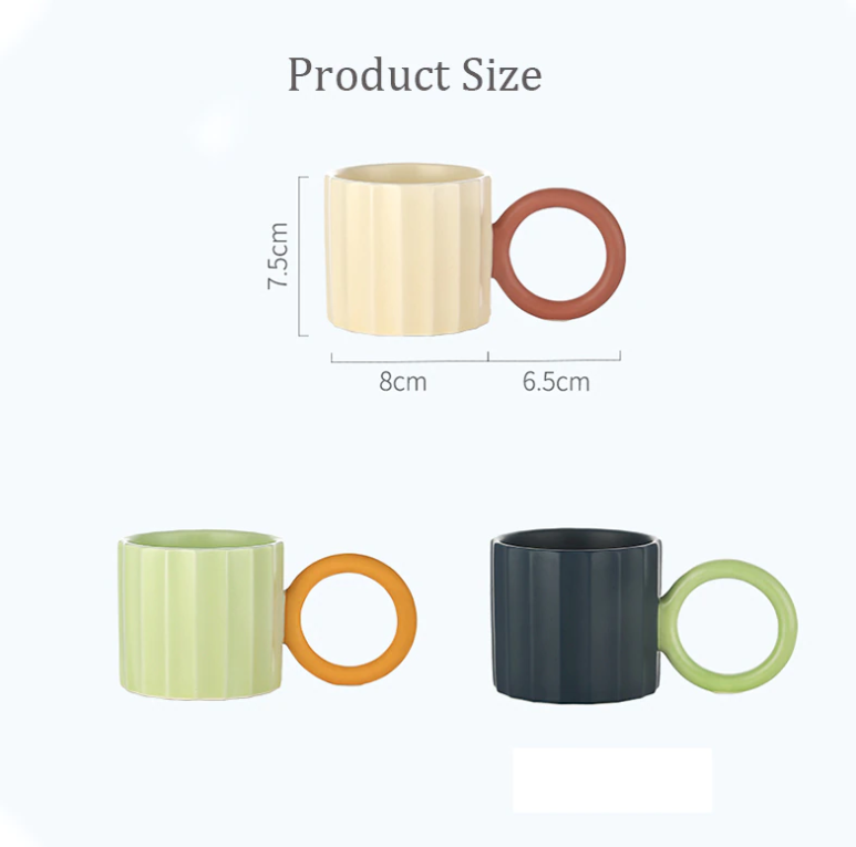 Handmade Ceramic Coffee Mug: White with Red Handle