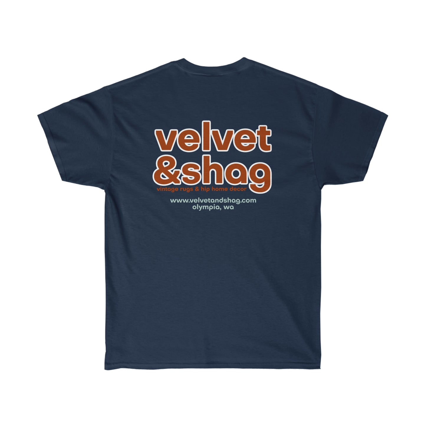 Velvet & Shag Logo Unisex Ultra Cotton Tee in Navy