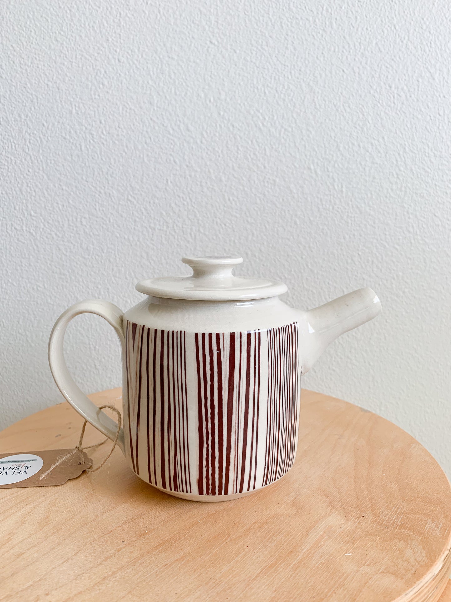 Thrifted Studio Pottery Striped Ceramic Teapot - Local Olympia Pickup Only
