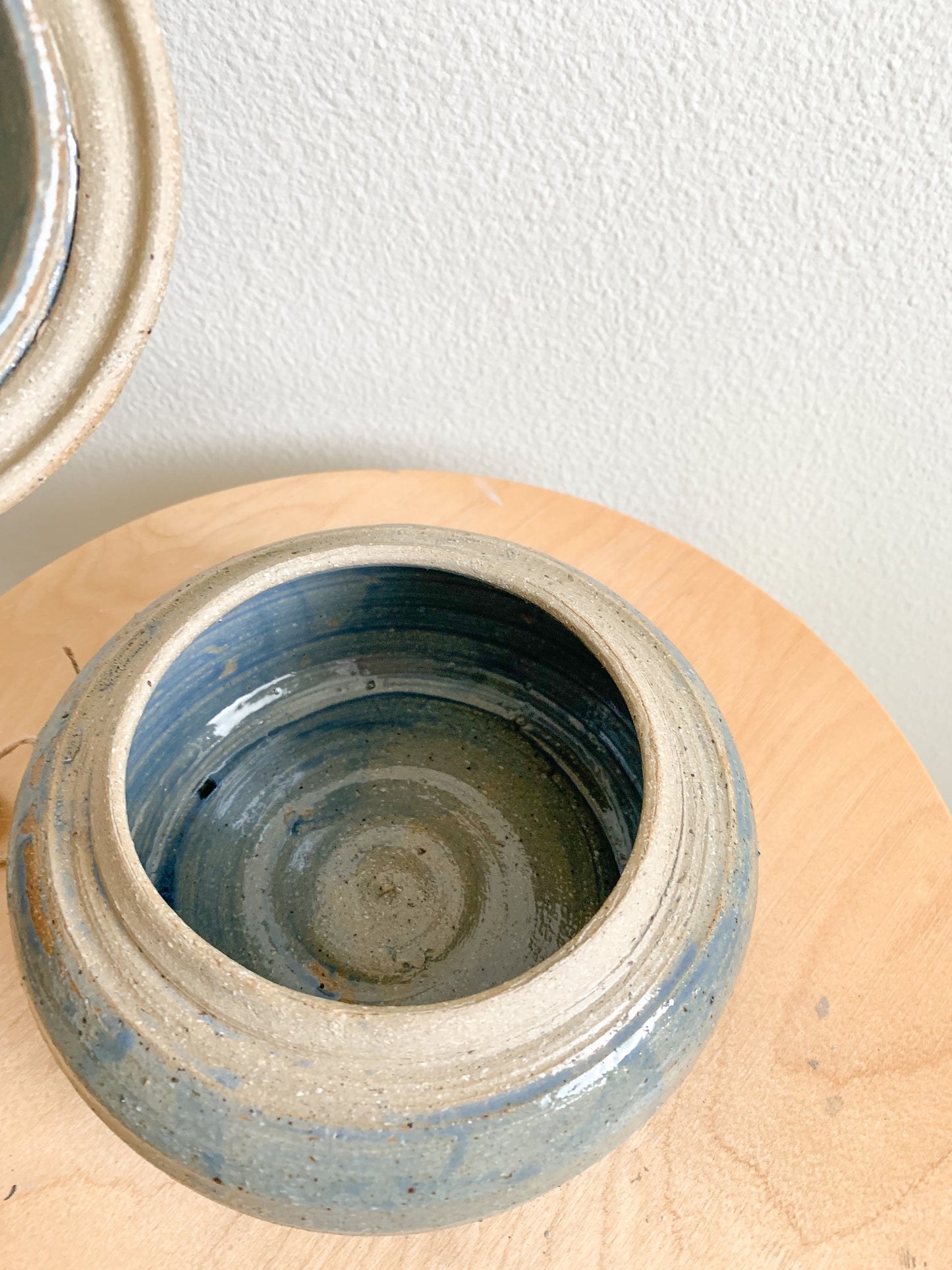 Thrifted Blue Ceramic Dish with Lid - Local Olympia Pickup Only