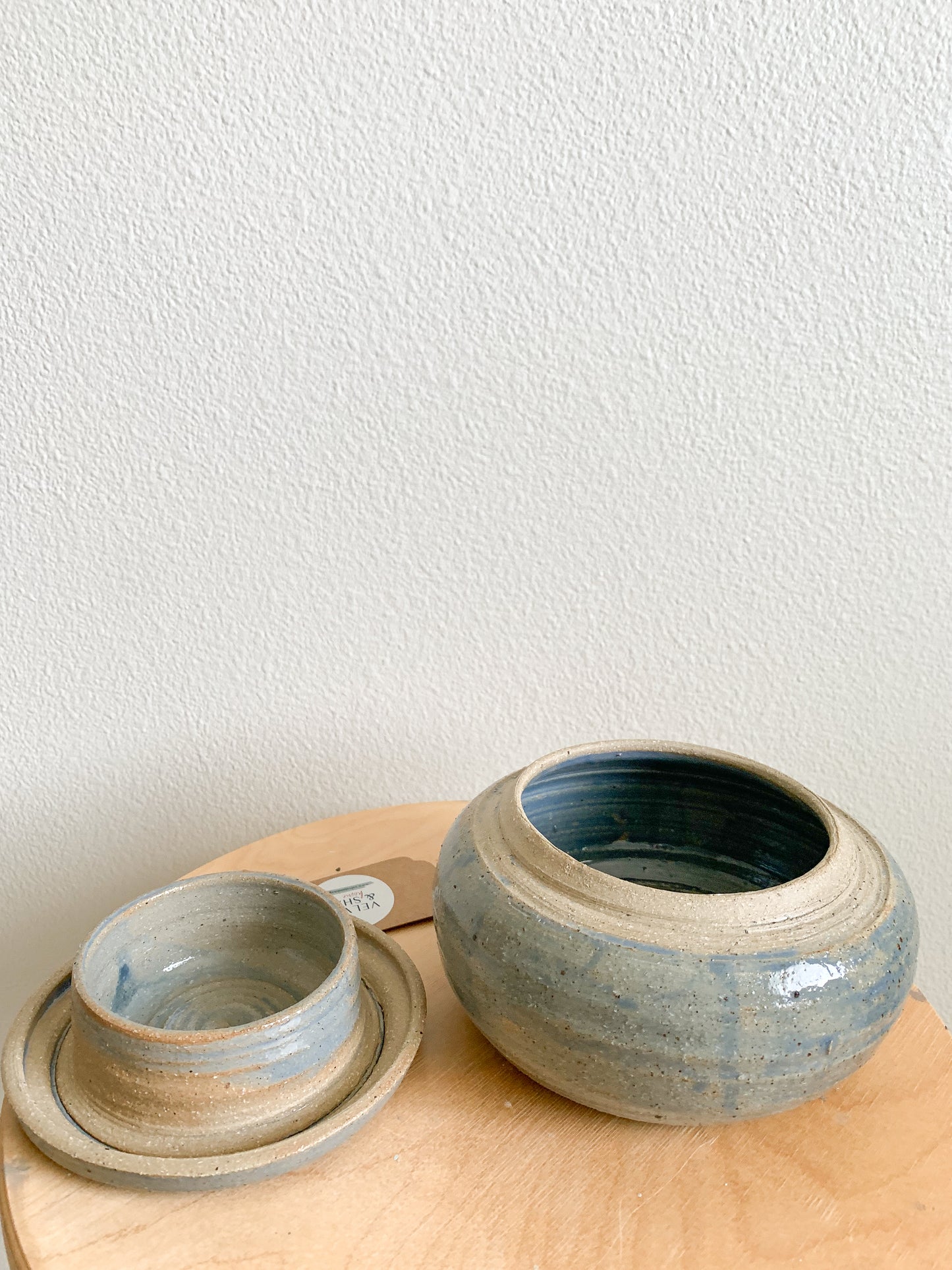Thrifted Blue Ceramic Dish with Lid - Local Olympia Pickup Only