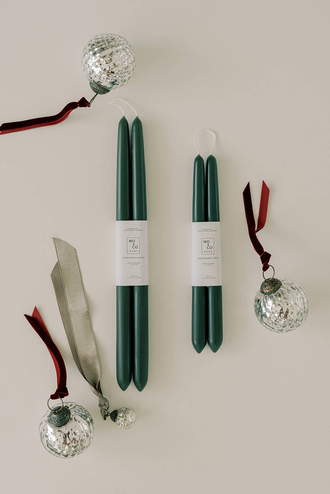 Forest Green | Dipped Beeswax Taper Candles | All Natural: 14 Inch