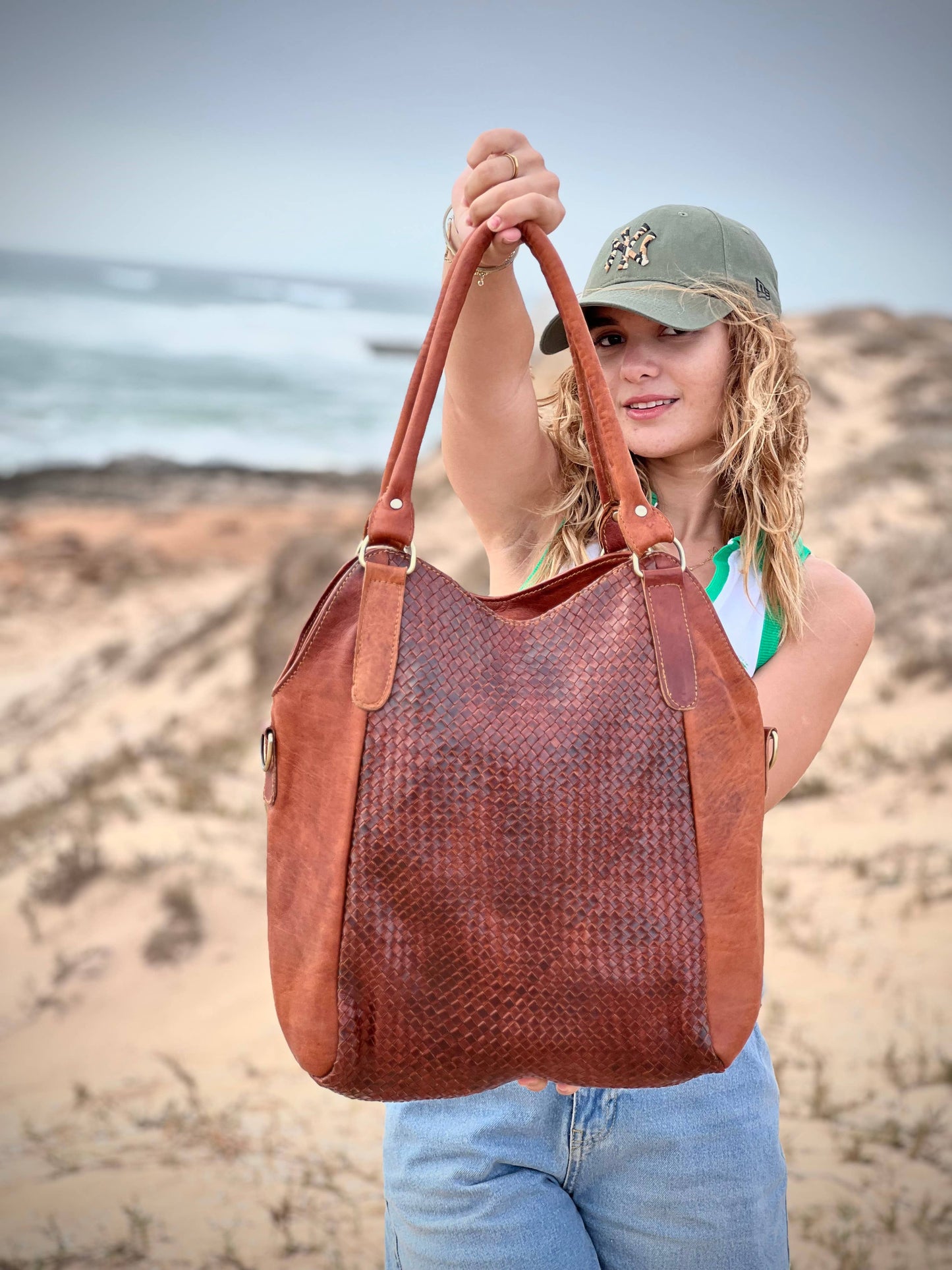 Handmade Woven Braided Leather bag Made in Morocco - No. BAG155