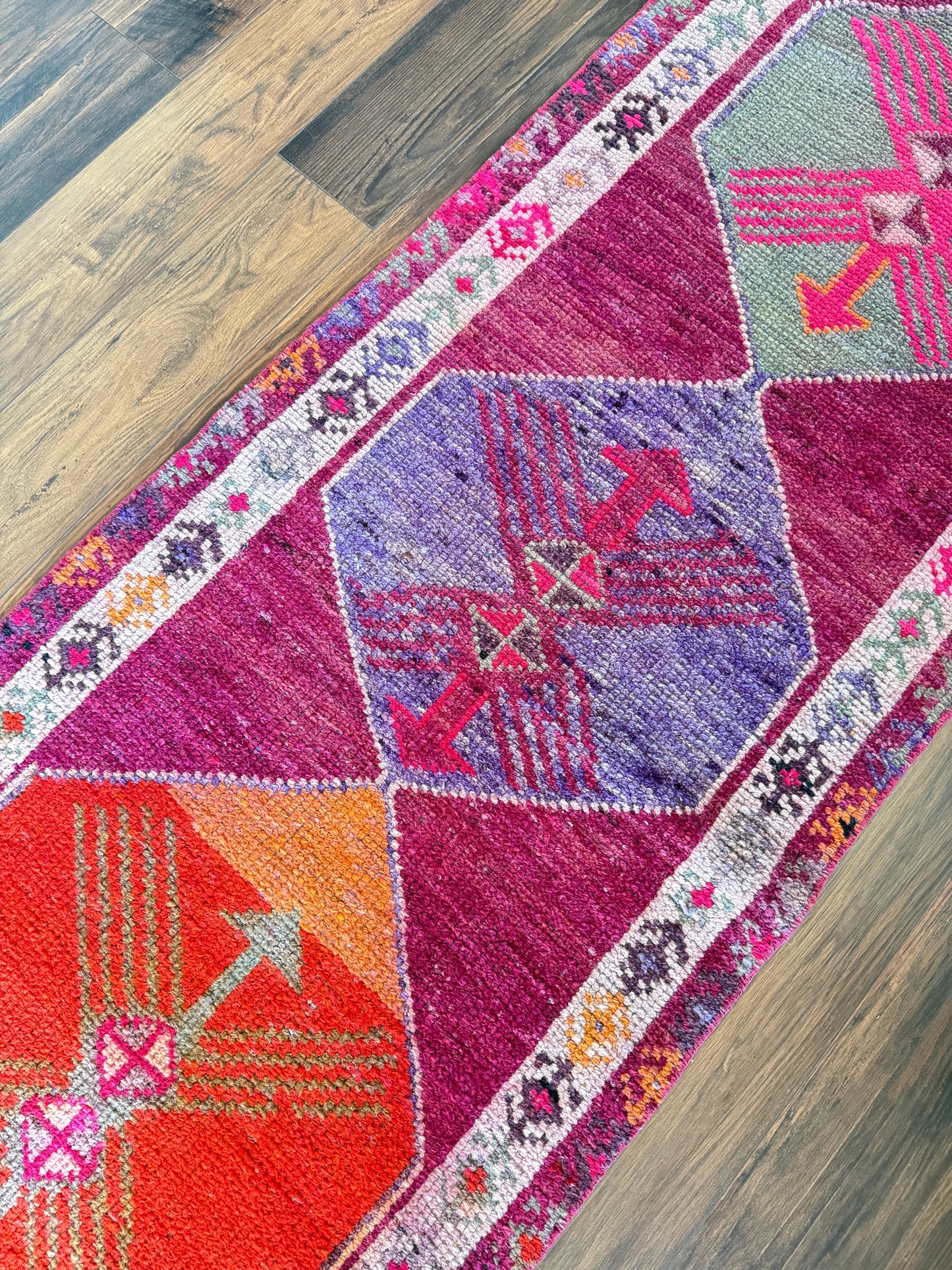 Vintage Turkish Herki Runner Rug No. R1223 - 2.4’x11.8’