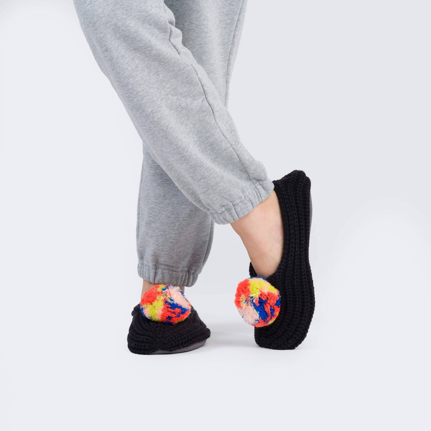 Marble Pom Knit Slippers: Lilac / M/L - W 8-10