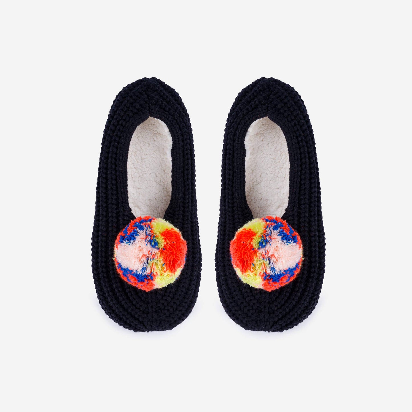 Marble Pom Knit Slippers: Lilac / M/L - W 8-10