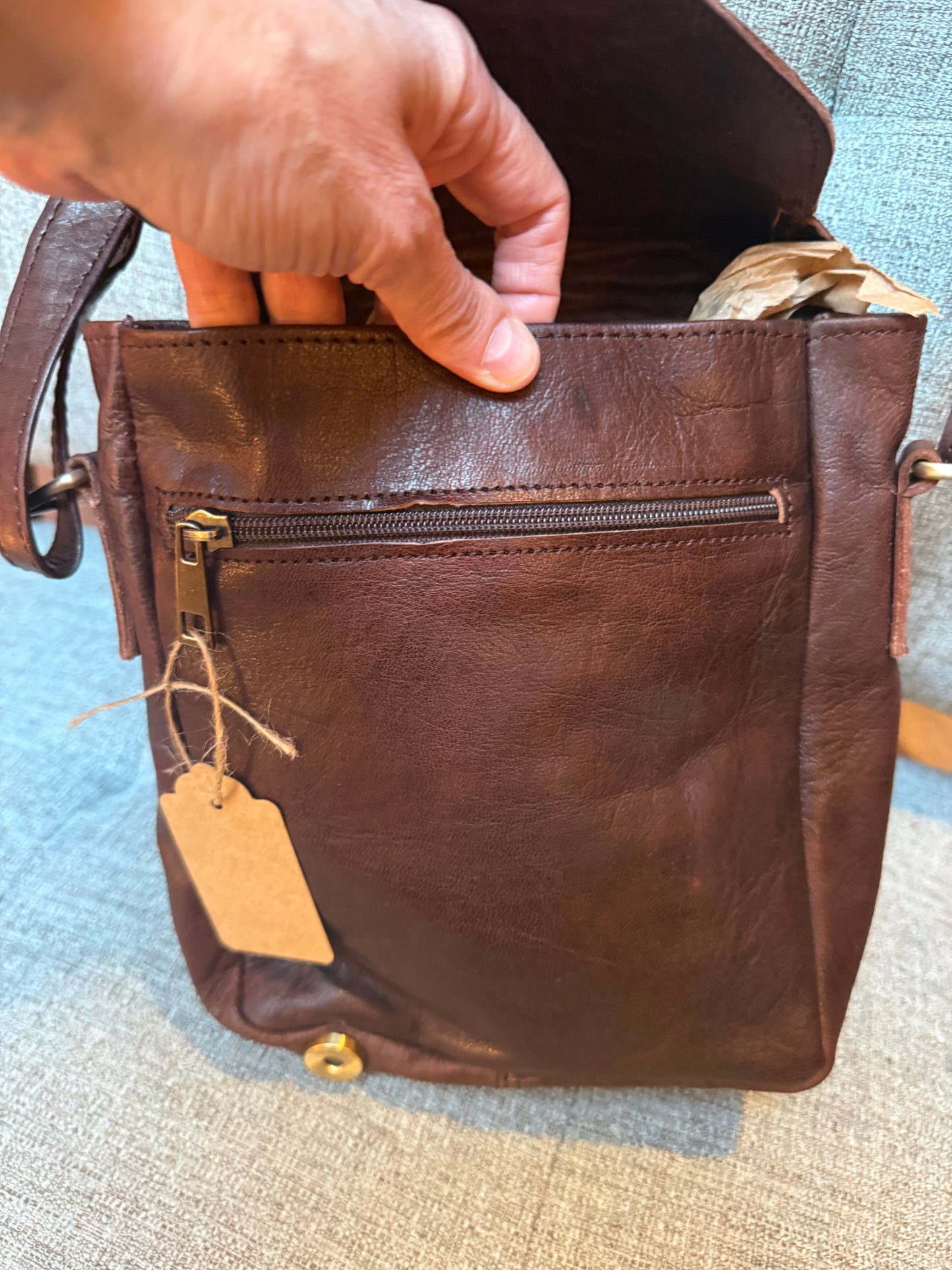 Handmade Brown Leather Crossbody Bag Made in Morocco - No. BAG156