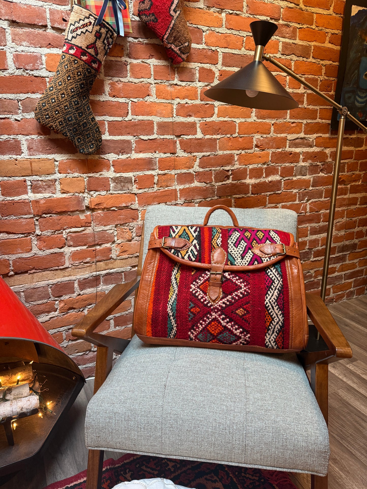 Kilim Duffle Weekend Bag | Handmade Leather Travel Bag Made in Morocco - No. BAG157