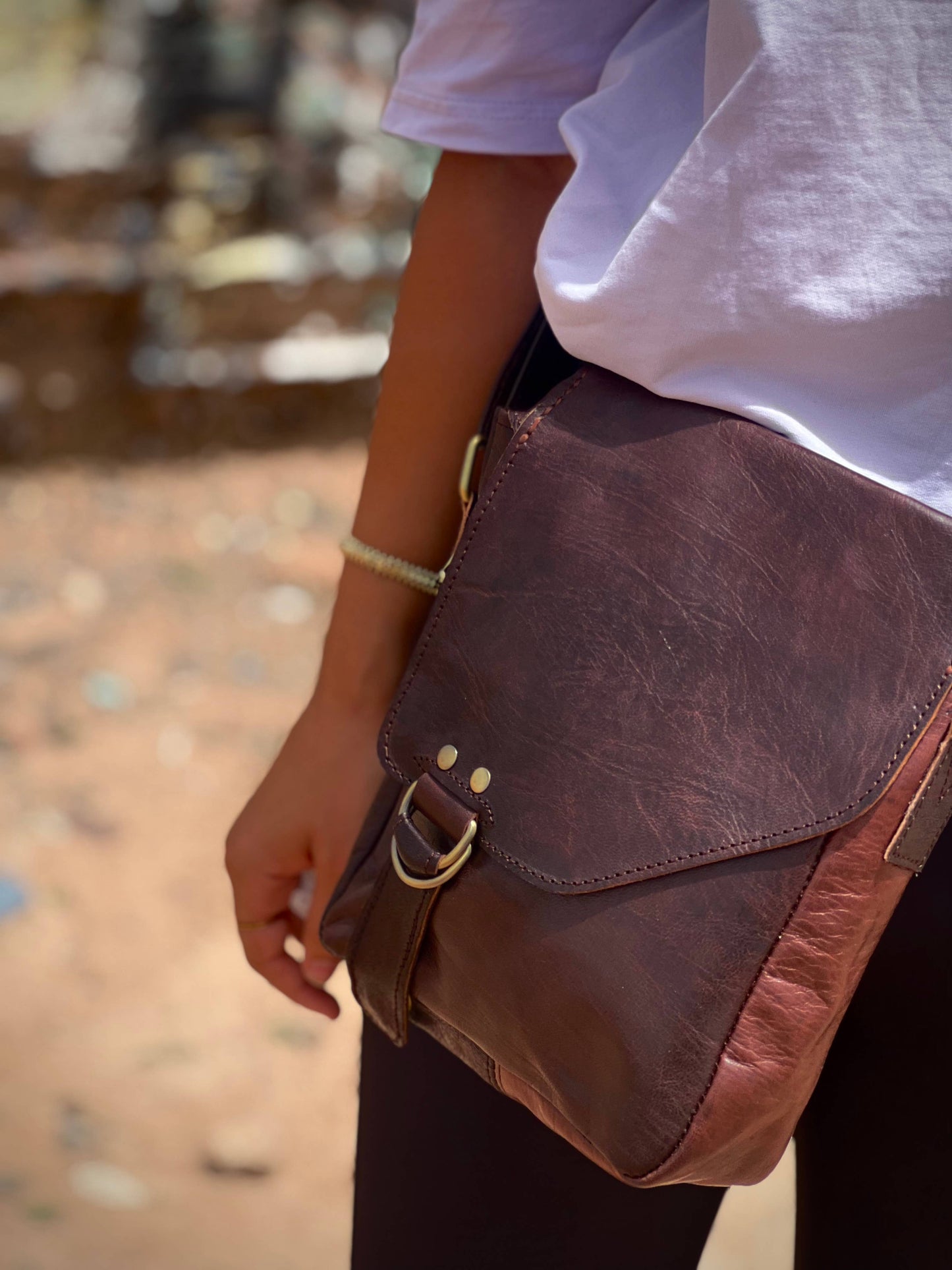 Handmade Brown Leather Crossbody Bag Made in Morocco - No. BAG156