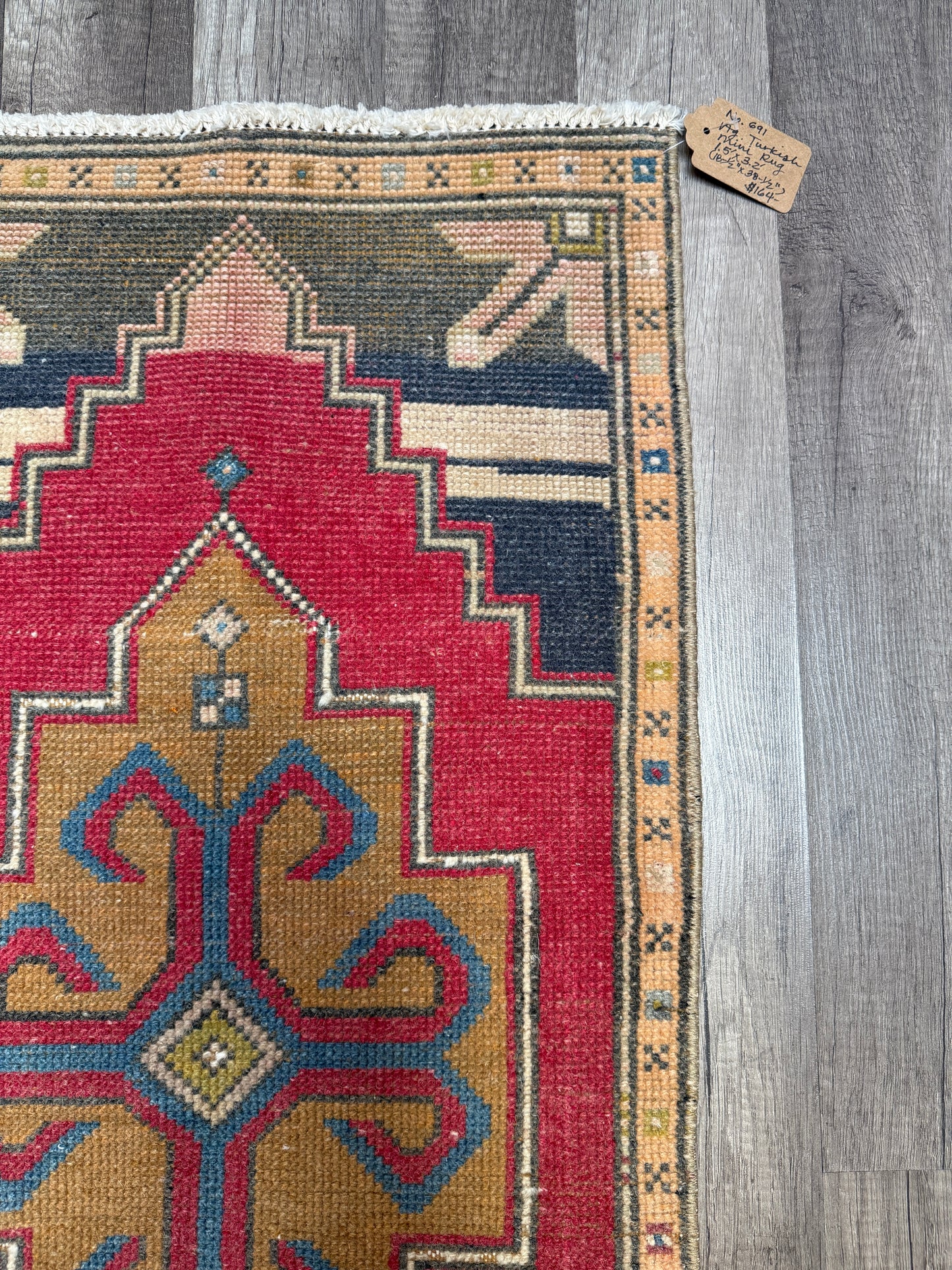 Vintage Turkish Mini Rug 1.5’x3.2' - No. 691