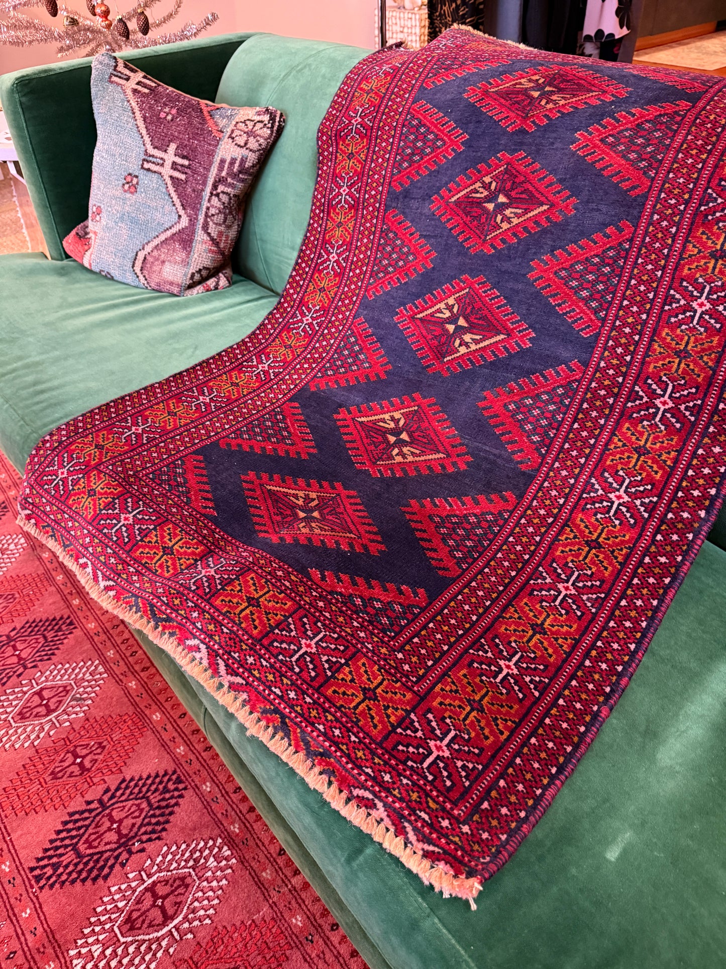 Vintage Afghan Bokhara Area Rug No. A1198 - 2.6'x3.7'