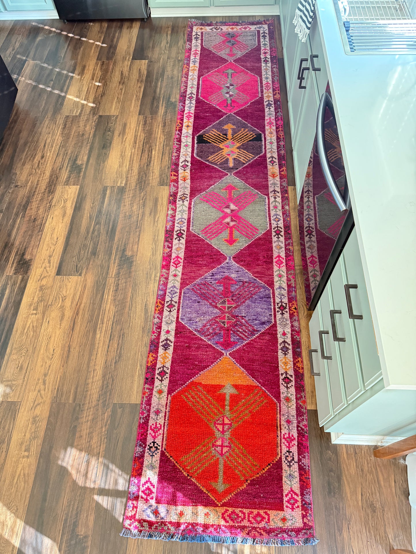 Vintage Turkish Herki Runner Rug No. R1223 - 2.4’x11.8’