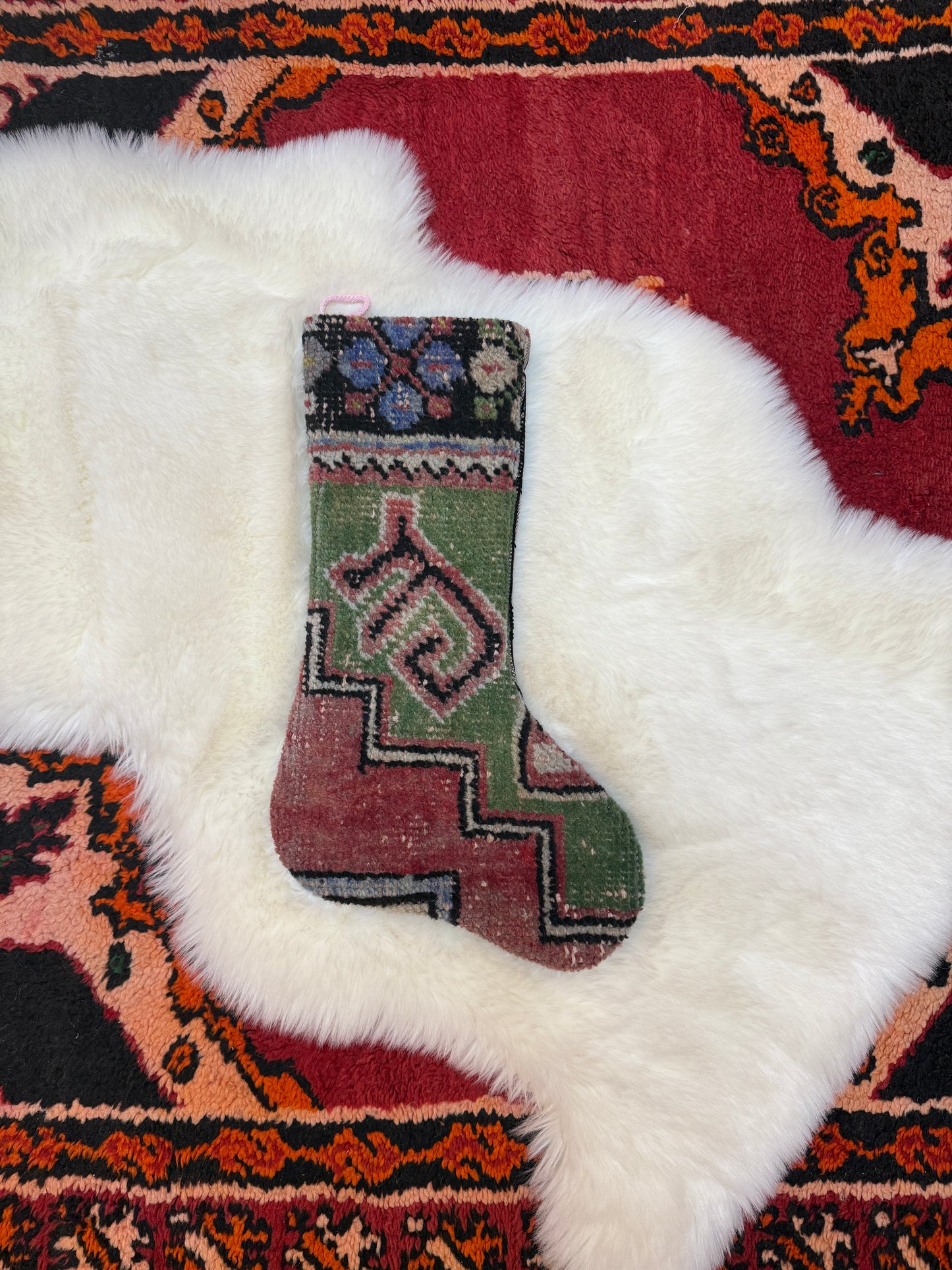 No. S224 - Vintage Turkish Rug Holiday Stocking
