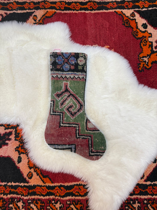 No. S224 - Vintage Turkish Rug Holiday Stocking