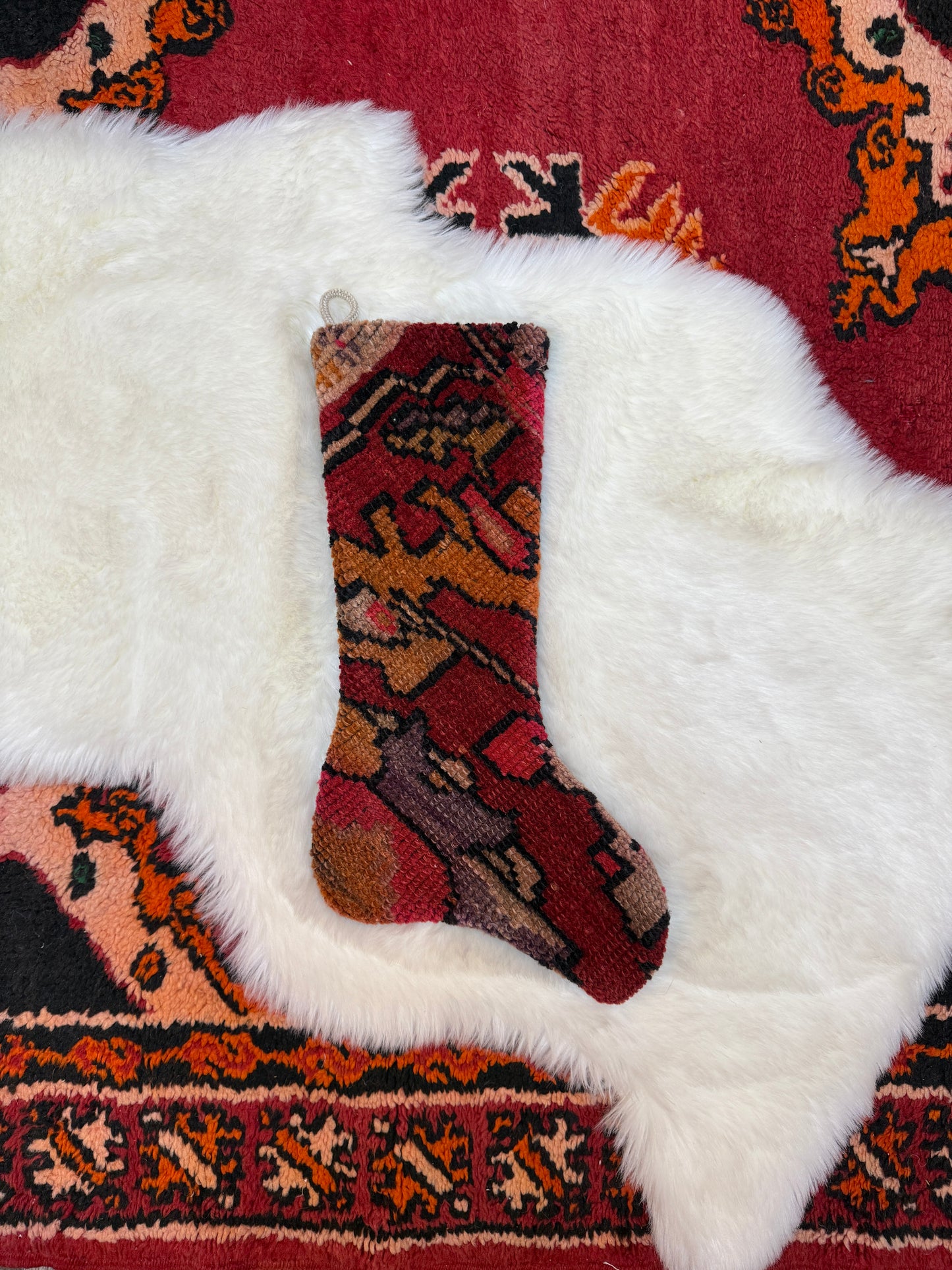 No. S227 - Vintage Turkish Rug Holiday Stocking