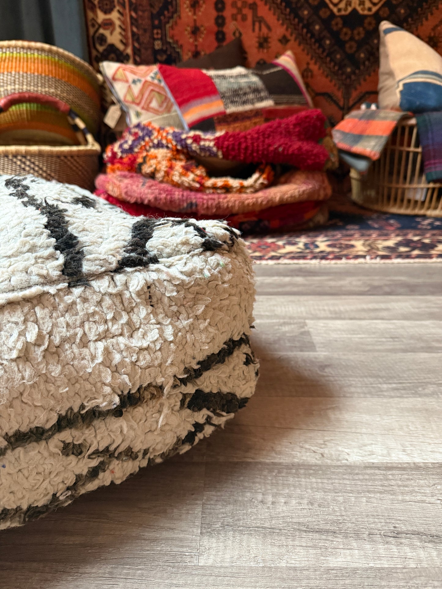 Moroccan Rug Floor Pouf / Pet Bed #365