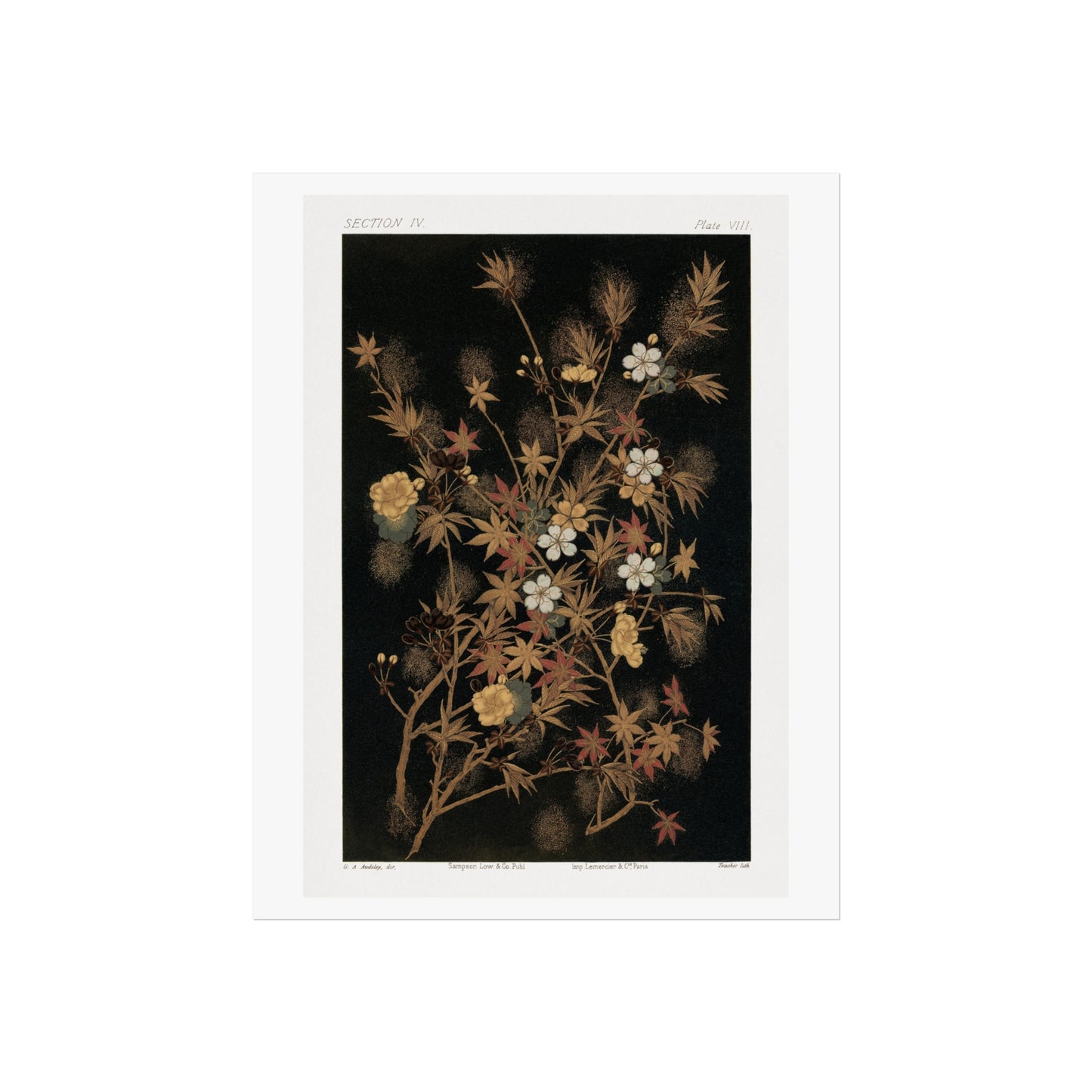 Japanese Autumn Flowers & Tree Giclée Print