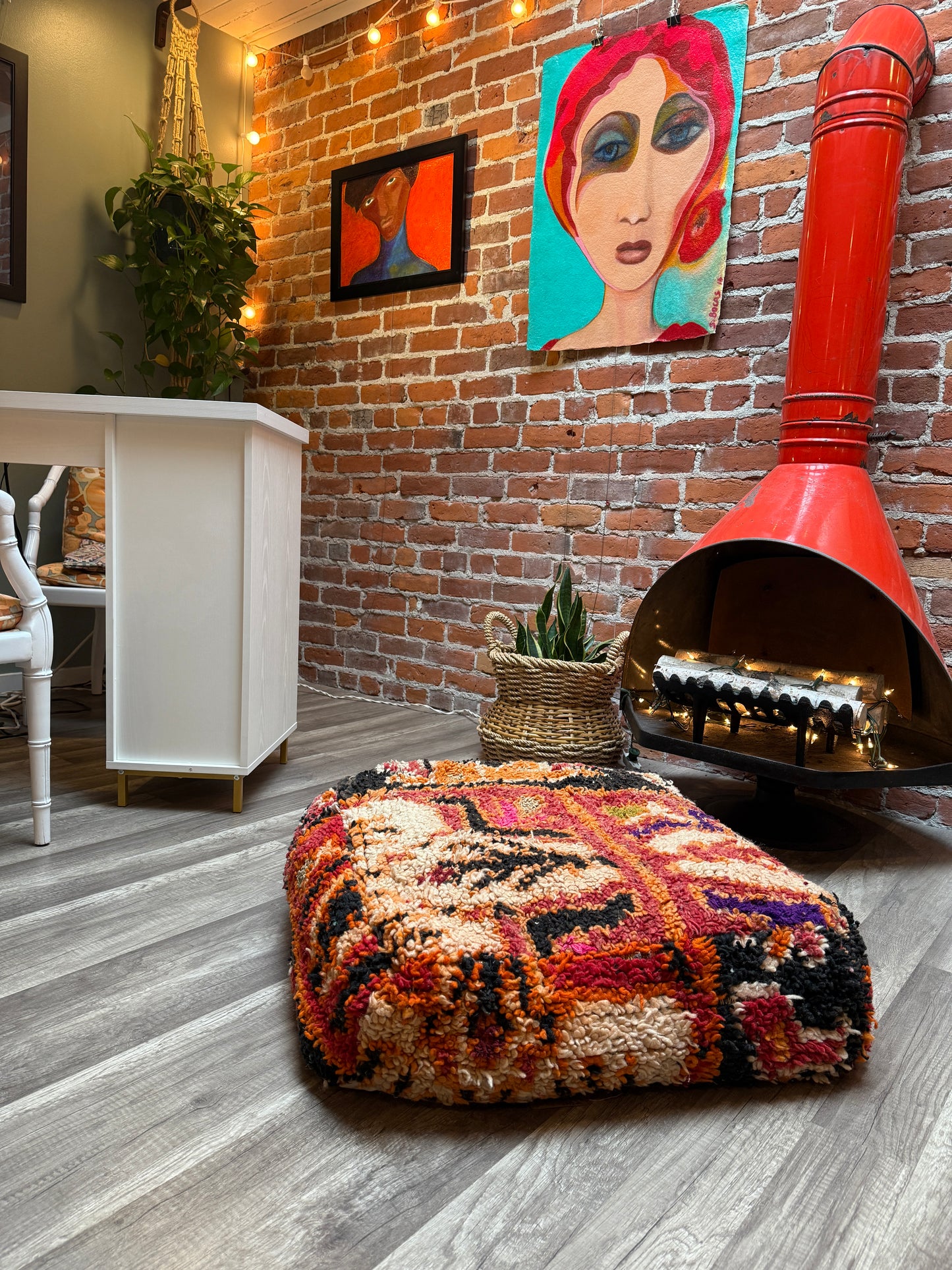 Moroccan Rug Floor Pouf / Pet Bed #366