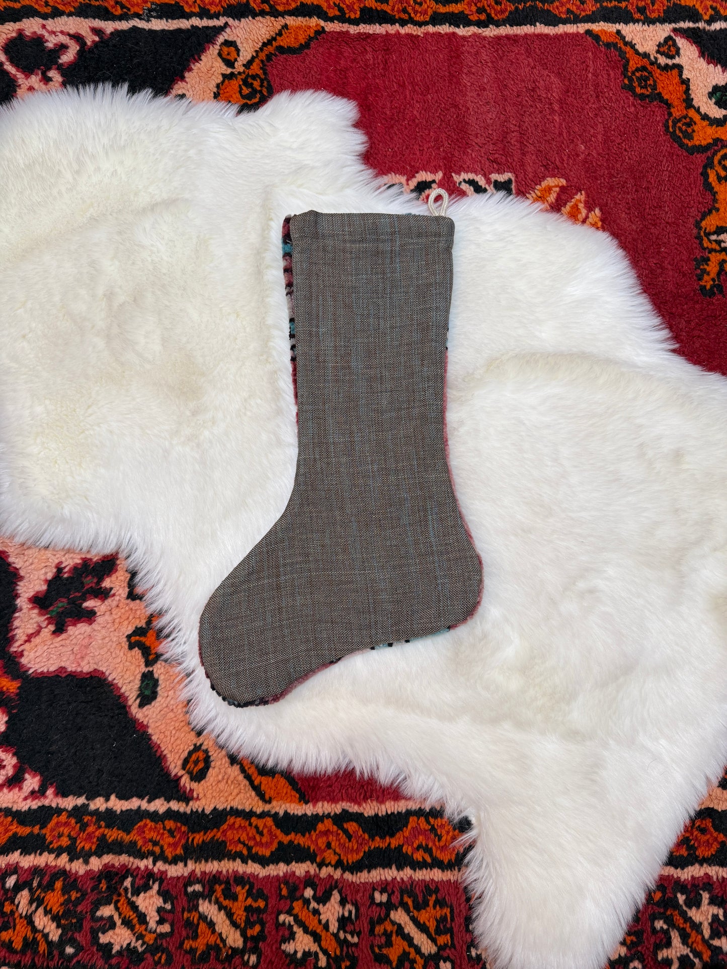 No. S249 - Vintage Turkish Rug Holiday Stocking