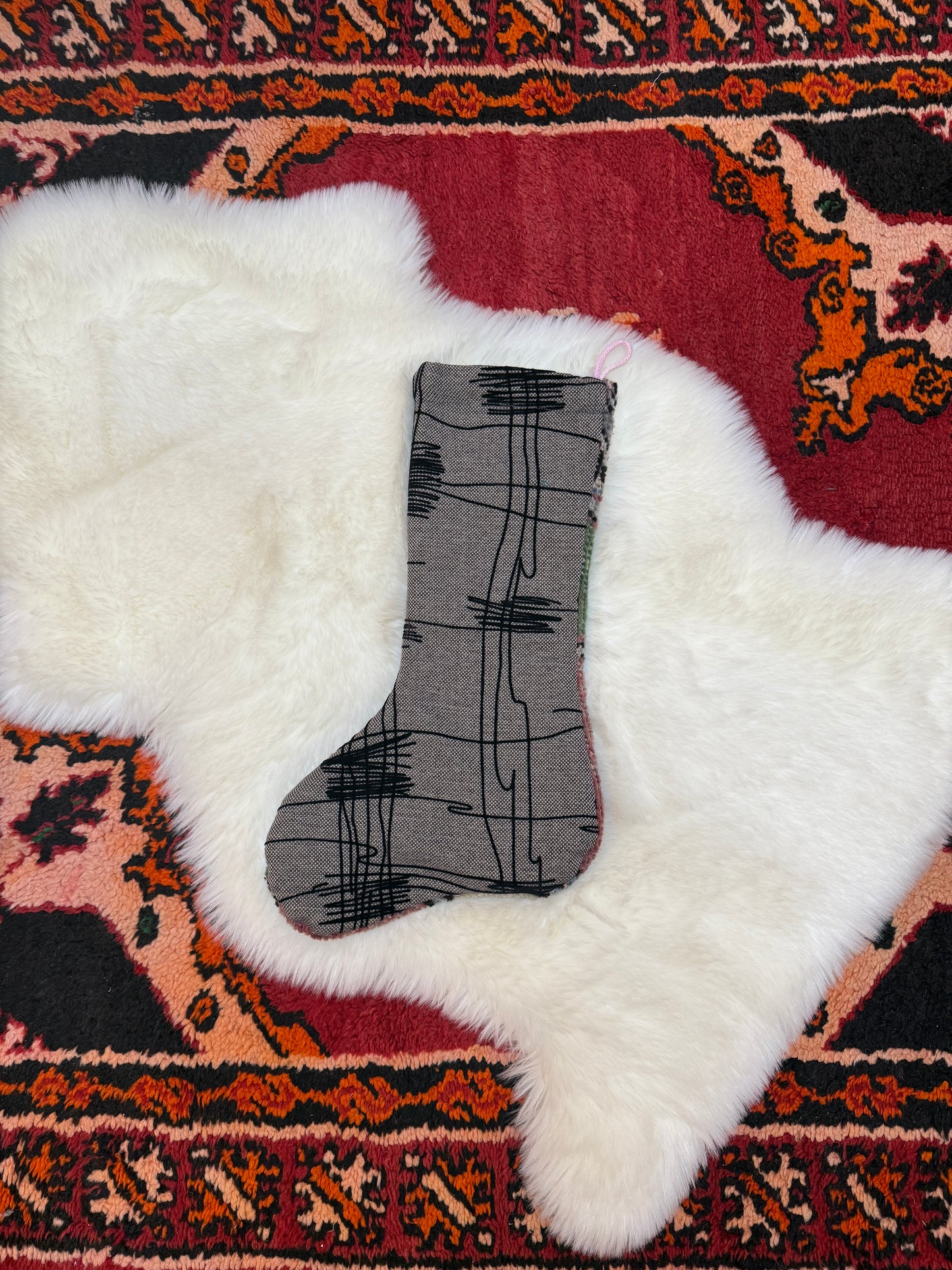 No. S224 - Vintage Turkish Rug Holiday Stocking